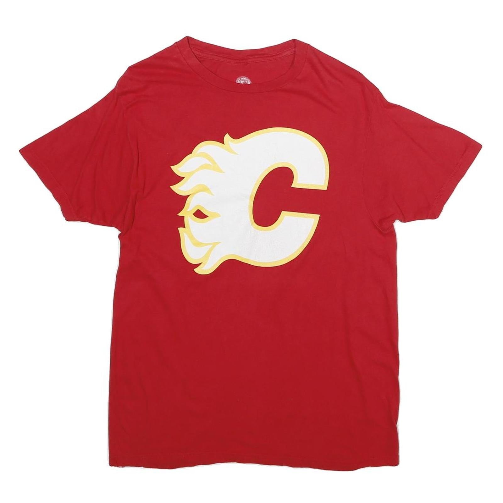 NHL Mens Red Calgary Flames Graphic T-Shirt M Short Sleeve Crew Neck Cotton Refurbished - N/A refurbished available on Cerqular
