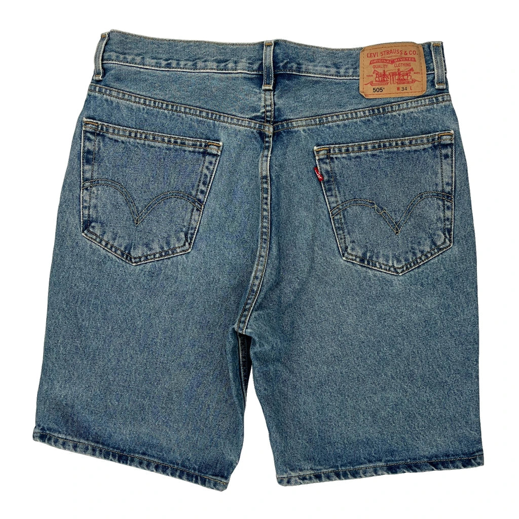 Levis Denim Shorts - 33W 9L Blue Denim Refurbished - Thrifted (note: this is a term often used to describe second- refurbished available on Cerqular
