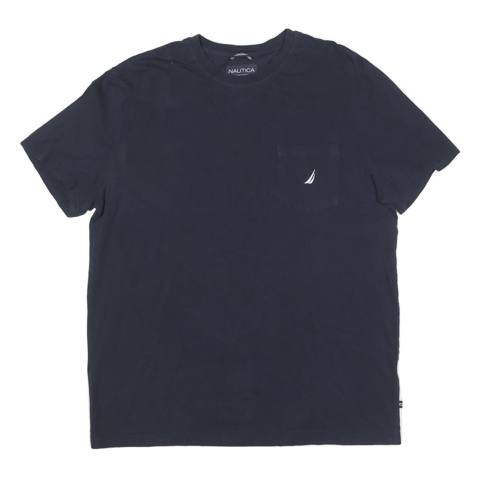 NAUTICA Mens Navy & White Pocket T-Shirt XL Short Sleeve Crew Neck Cotton Blend Refurbished - N/A refurbished available on Cerqular