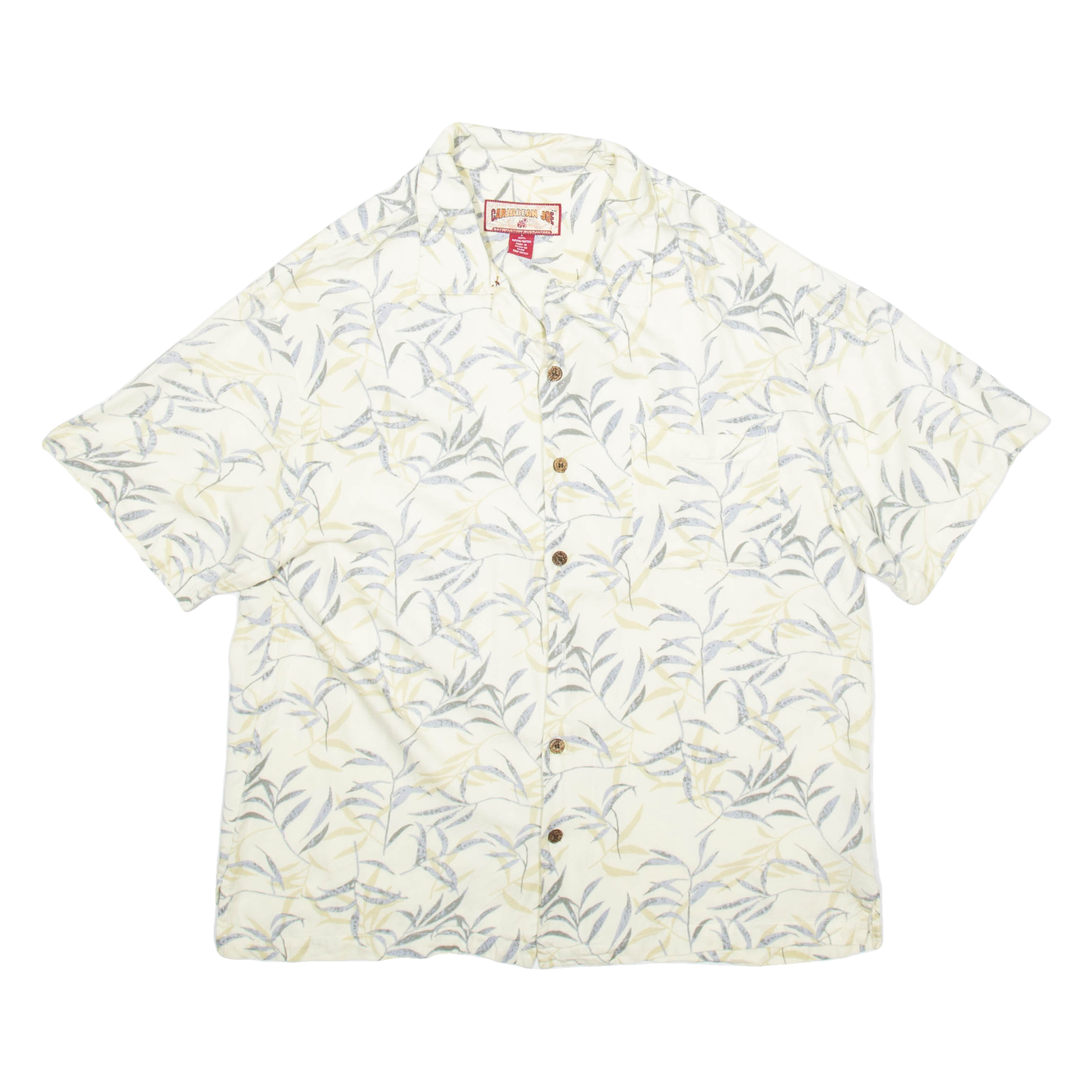 CARIBBEAN JOE Mens Hawaiian Shirt White Crazy Pattern L Refurbished - N/A refurbished available on Cerqular