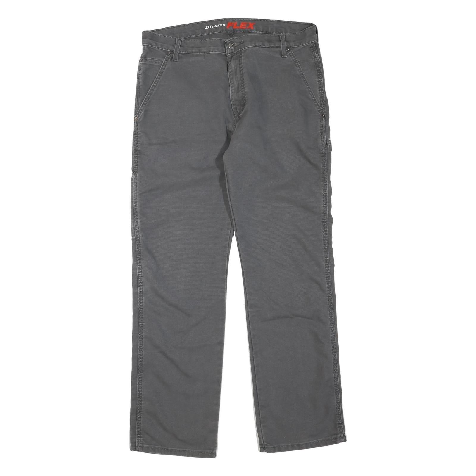 DICKIES Mens Cotton Blend Grey Regular Fit Straight Leg Trousers W34 L31 Refurbished - N/A refurbished available on Cerqular