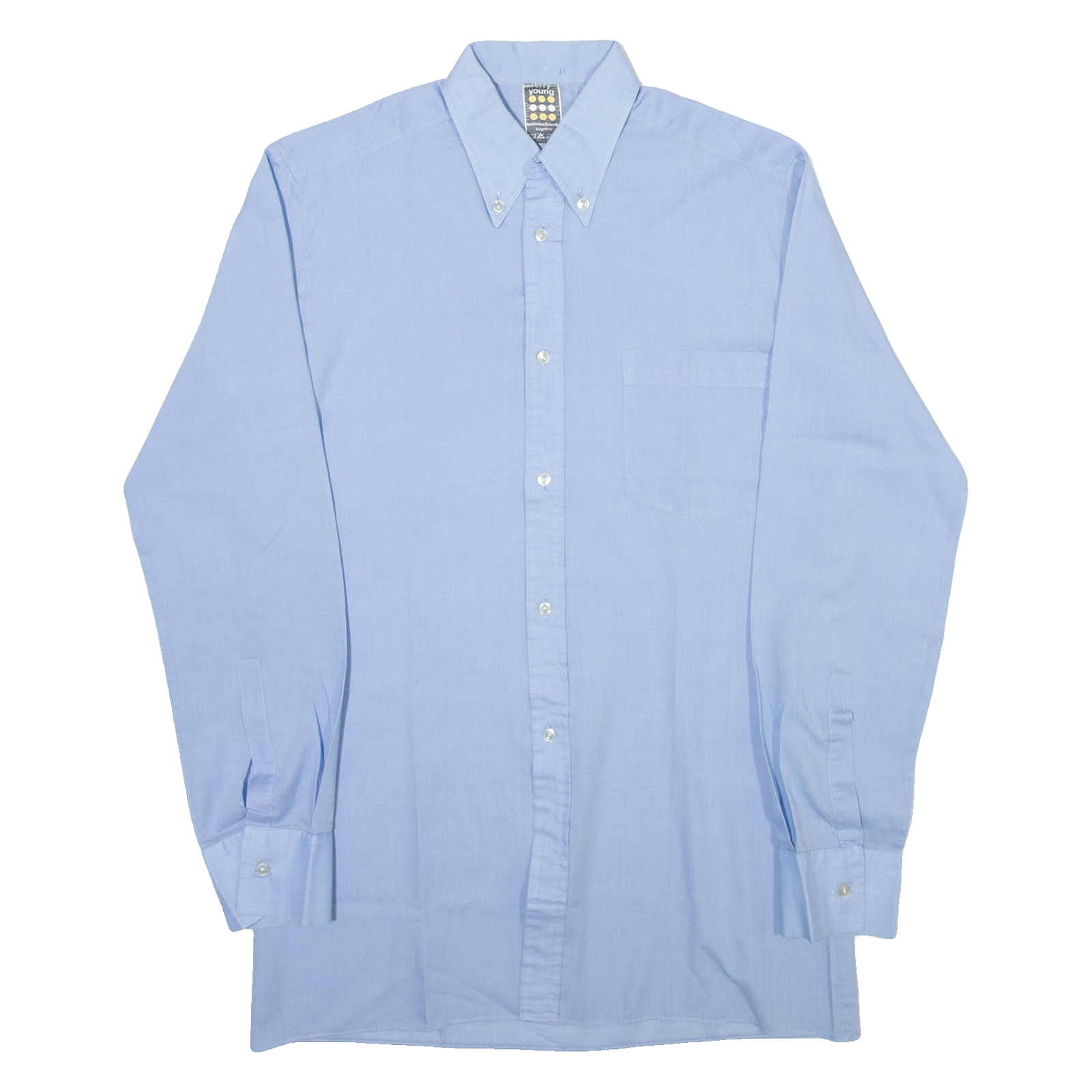 TERRY YOUNG Mens Plain Shirt Blue Long Sleeve XS Refurbished - N/A refurbished available on Cerqular