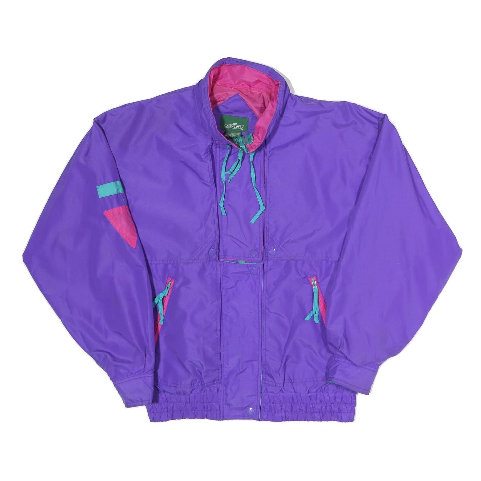 CABIN CREEK Womens Purple Nylon Zip Jacket M Vintage Colourblock Casual Refurbished - N/A refurbished available on Cerqular
