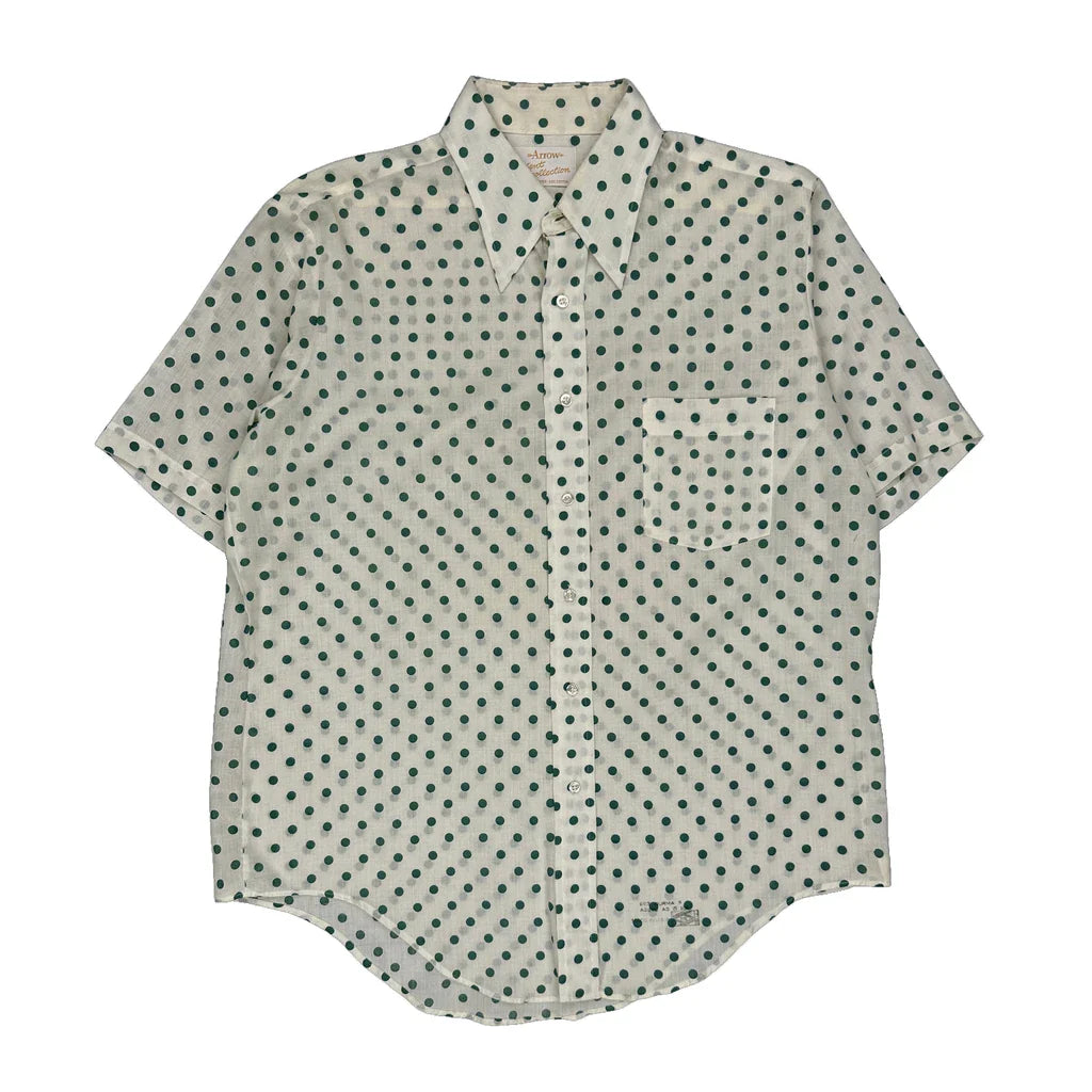 Buy Kent Collection Arrow Polka Dot Short Sleeve Shirt - Large White Polyester Blend Refurbished - $33.49 Kent Collection Arrow Polka Dot Short Sleeve Shirt - Large White Polyester Blend Refurbished - Thrifted (note: this is a term often used to describe second- refurbished available on Cerqular
