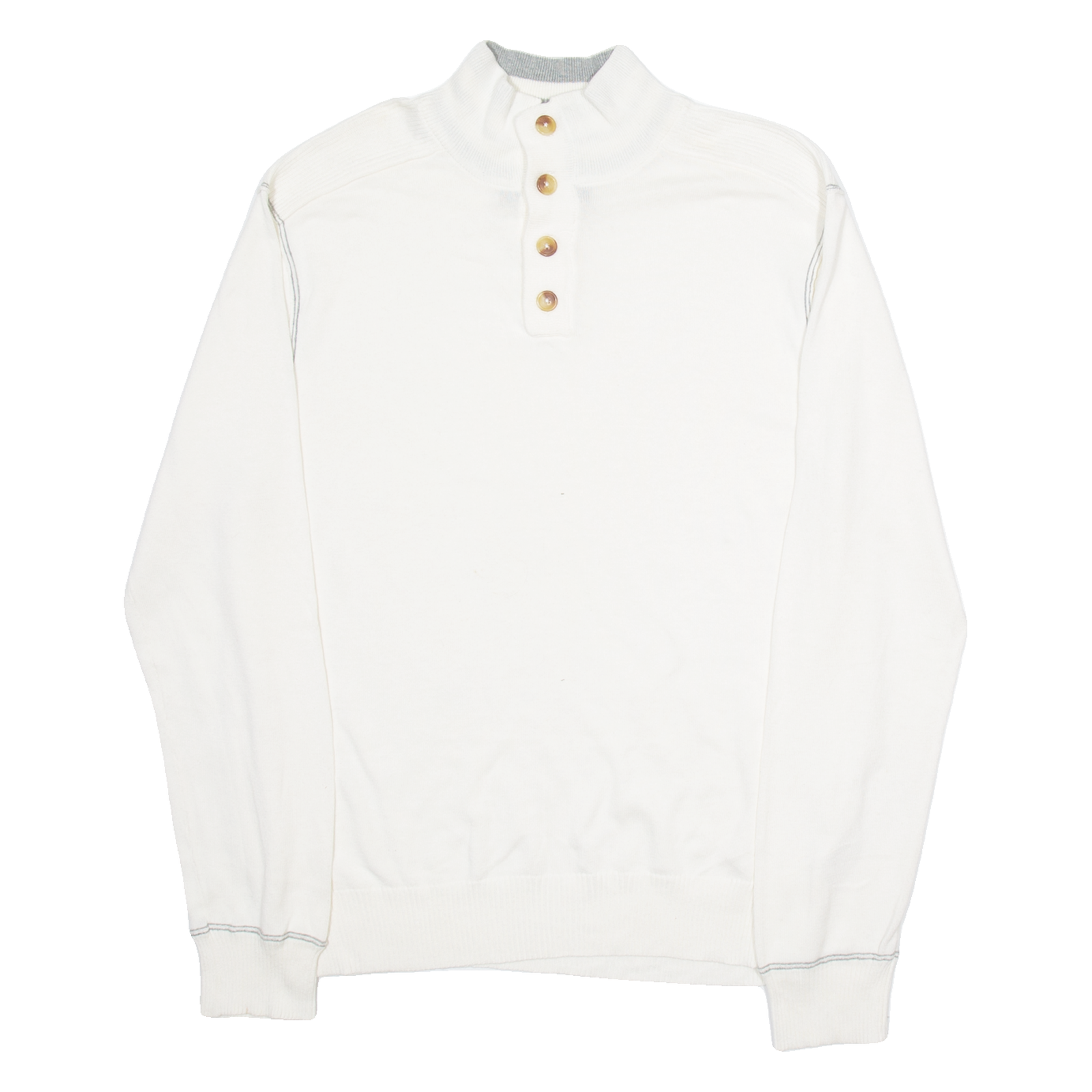 NAUTICA Mens Jumper White Button Neck Tight Knit L Refurbished - N/A refurbished available on Cerqular