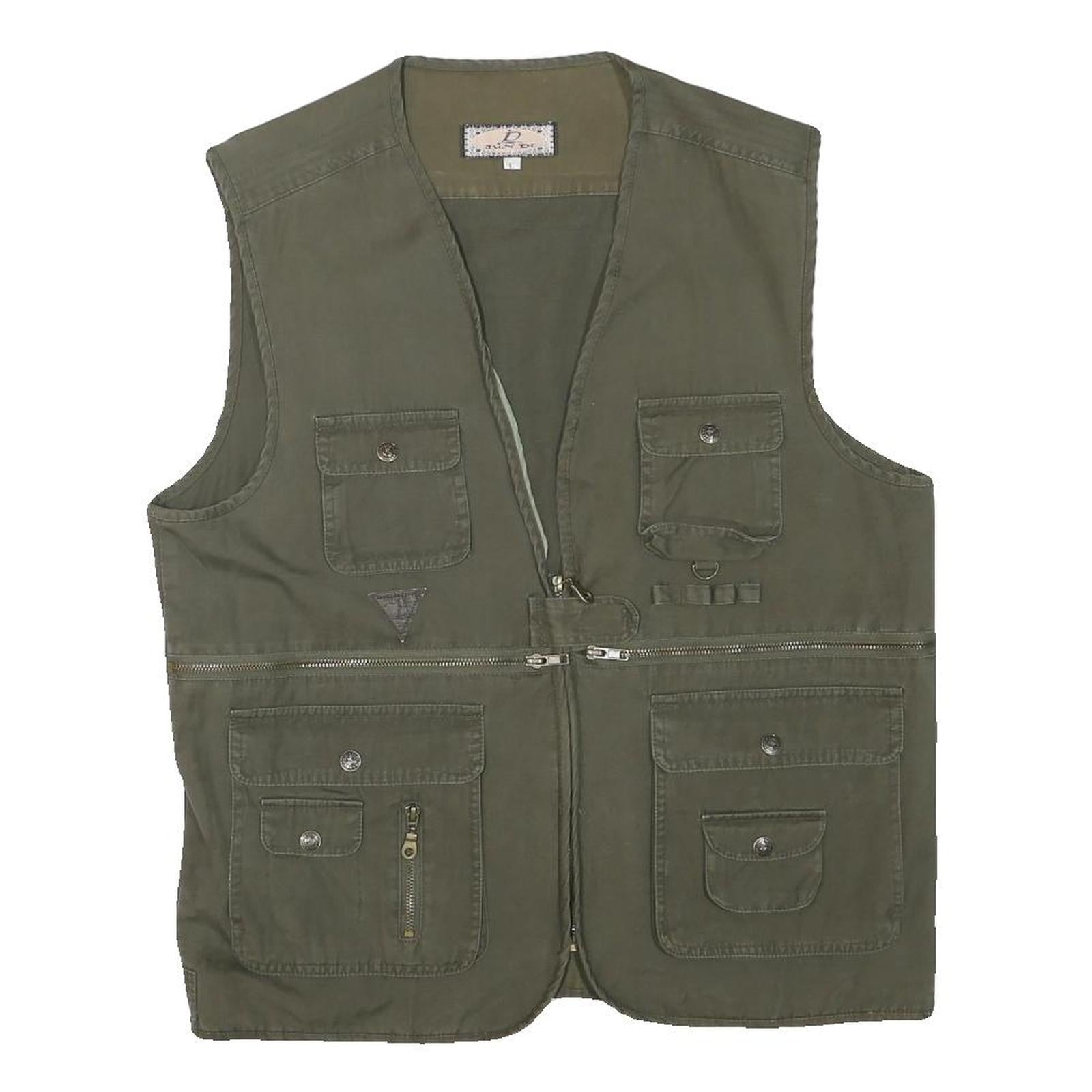JUN DI Mens Green Cotton Blend Utility Jacket L Cotton Blend Plain Zip Pockets Refurbished - N/A refurbished available on Cerqular