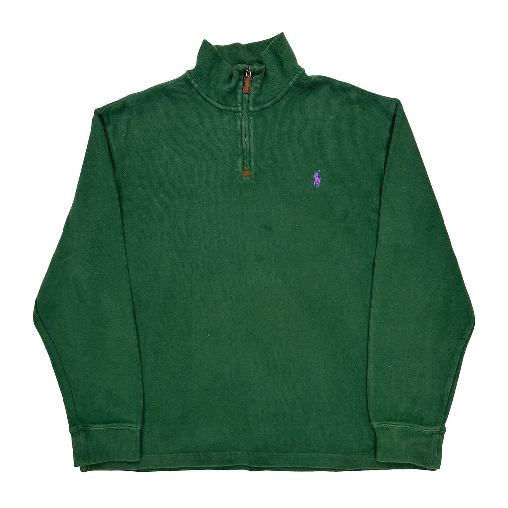 Buy Polo By Ralph Lauren 1/4 Zip - XL Green Cotton Refurbished - $37.51 Polo By Ralph Lauren 1/4 Zip - XL Green Cotton Refurbished - Thrifted (note: this is a term often used to describe second- refurbished available on Cerqular