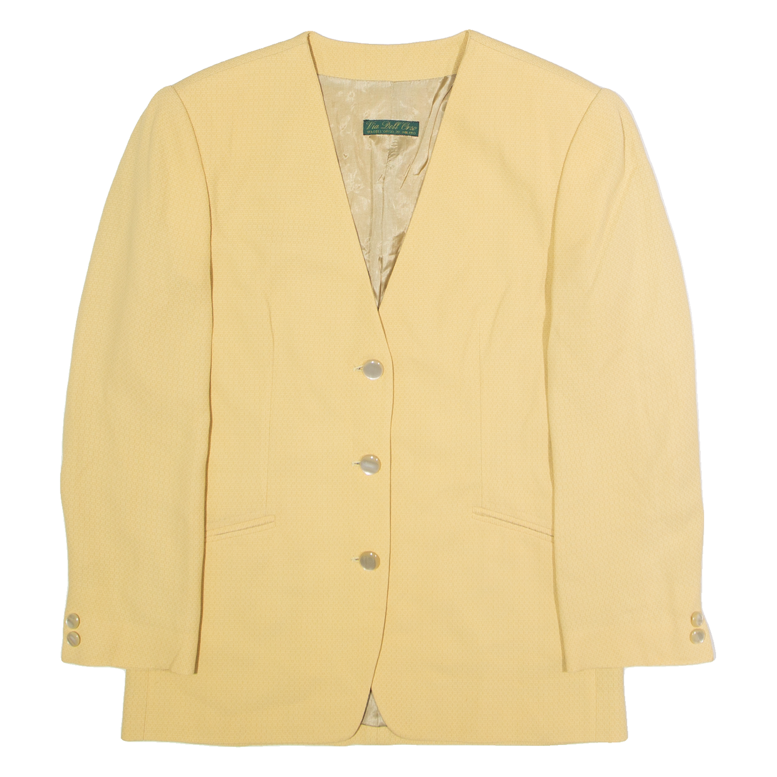 VIA DELL ORSO Womens Blazer Jacket Yellow 90s L Refurbished - N/A refurbished available on Cerqular