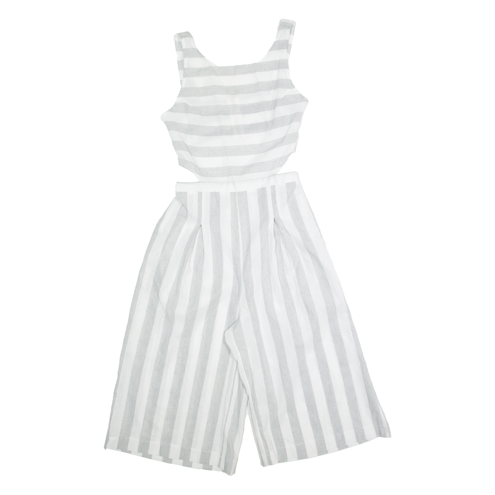 Cut Out Waist Womens Playsuit Grey Striped Wide-Leg XS Refurbished - N/A refurbished available on Cerqular
