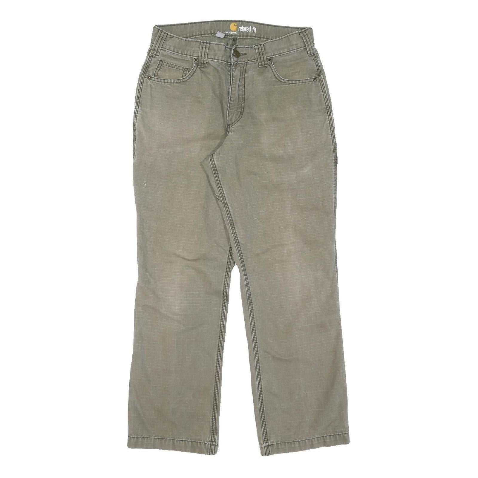 CARHARTT Mens Cotton Olive Green Regular Straight Trousers W31 L30 Workwear Refurbished - N/A refurbished available on Cerqular