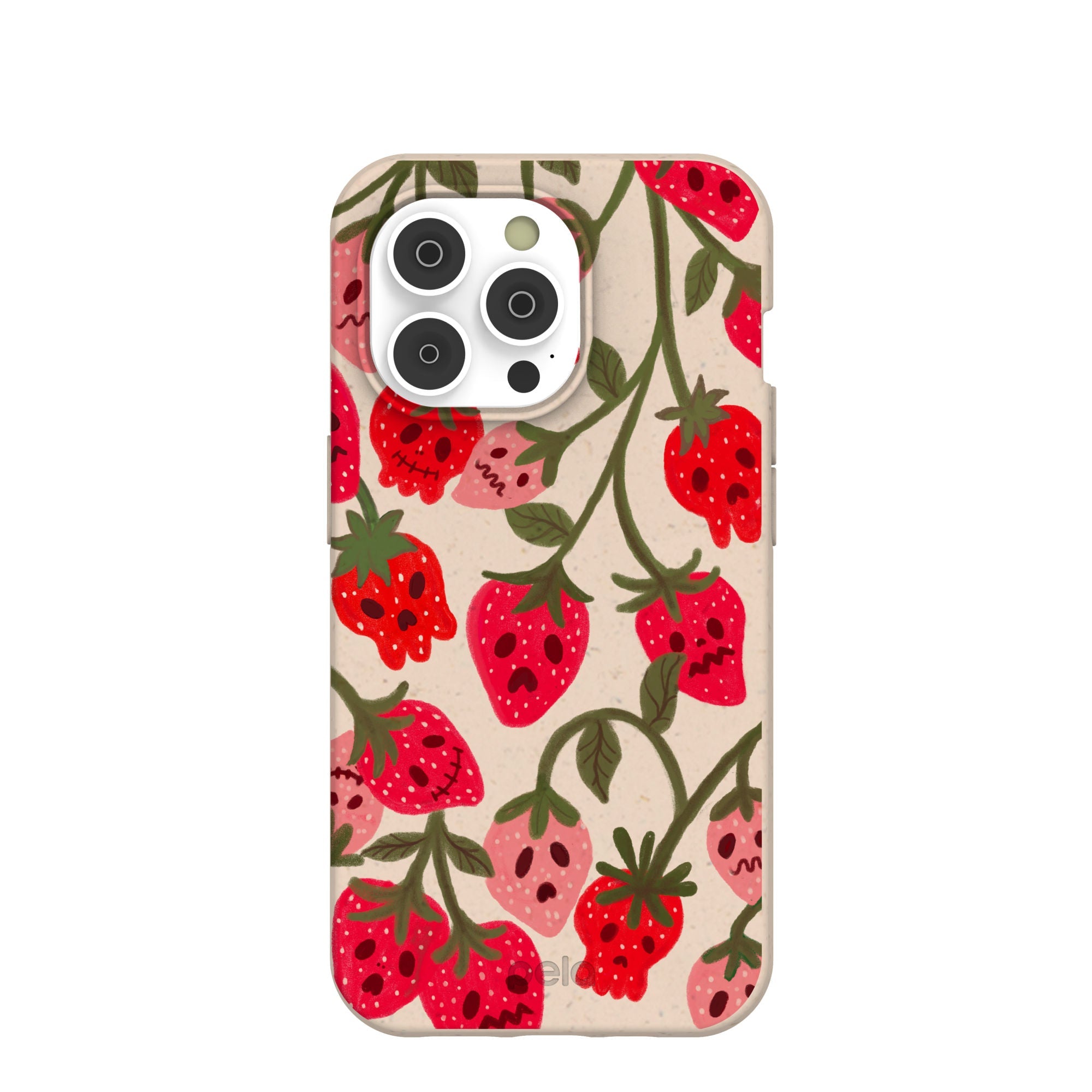 Seashell Strawboories iPhone 14 Pro Case Refurbished - Pela Case refurbished available on Cerqular