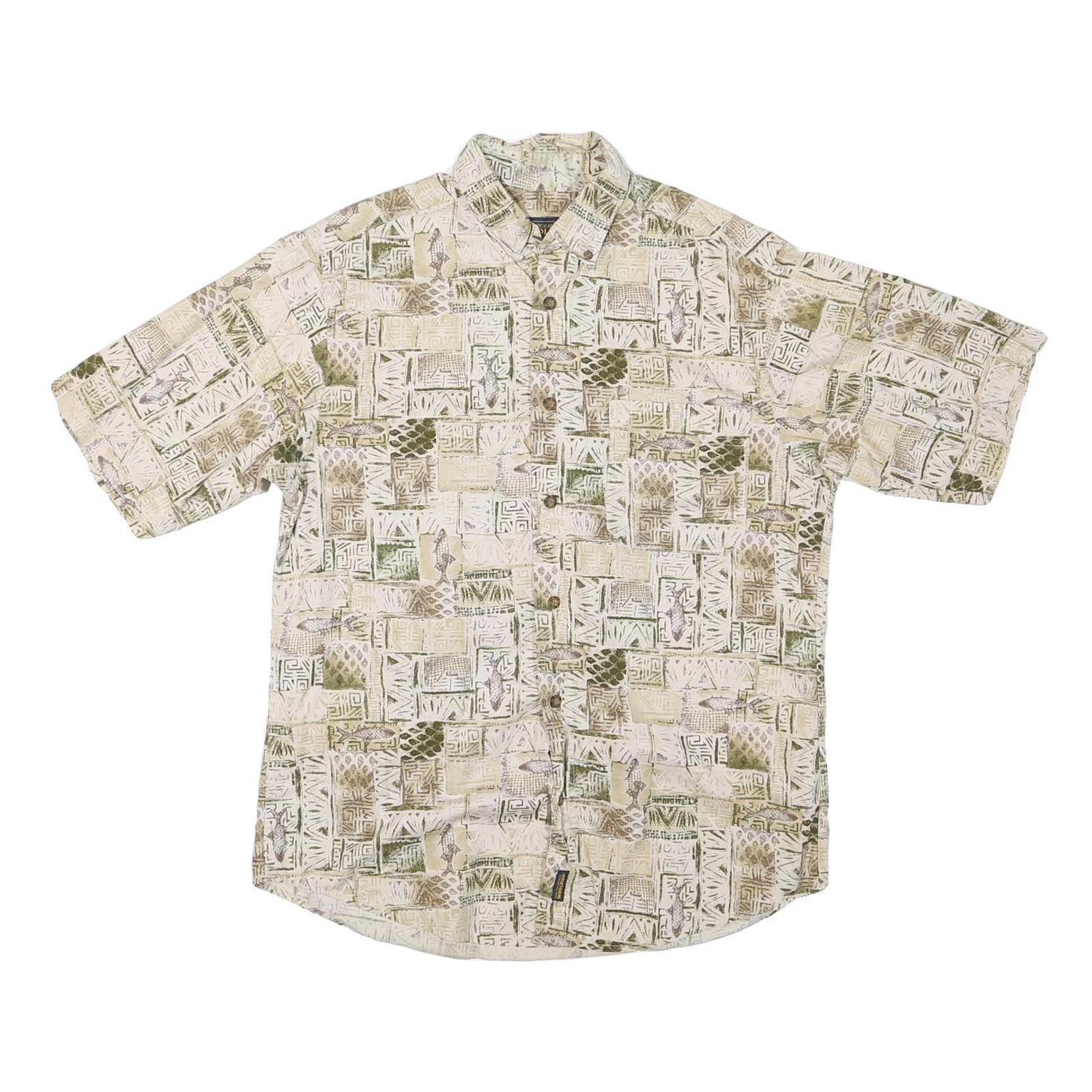 WOOLRICH Mens Beige & Olive Patterned Cotton Blend Shirt M Casual Summer Refurbished - N/A refurbished available on Cerqular