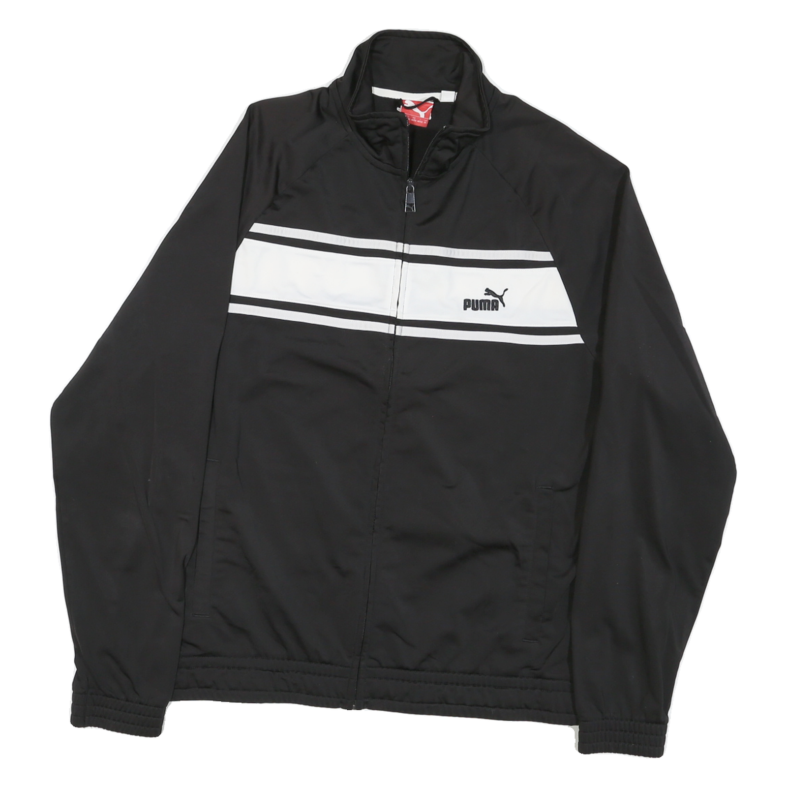 PUMA Mens Black & White Polyester Blend Zip Jacket M Track Sportswear Refurbished - N/A refurbished available on Cerqular