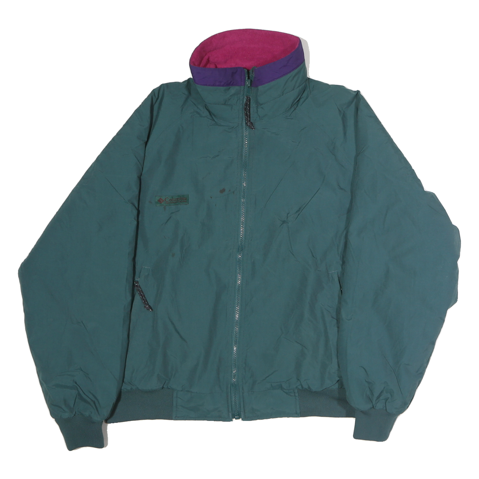 COLUMBIA Womens Green & Purple Outdoor Jacket XL Polyester Zip Plain Casual Refurbished - N/A refurbished available on Cerqular