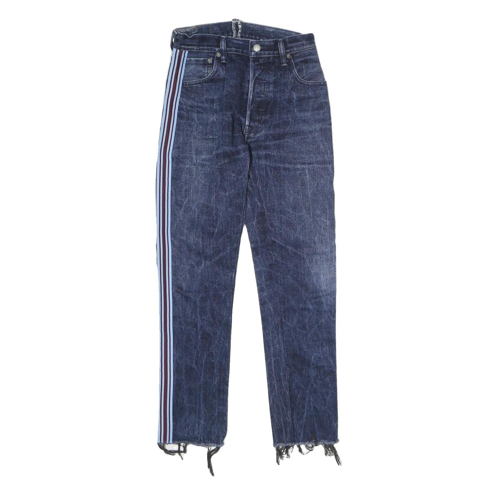 LEVI'S 501 Mens Jeans Blue Slim Straight Denim Raw W26 L26 Side Stripe Detail Refurbished - N/A refurbished available on Cerqular