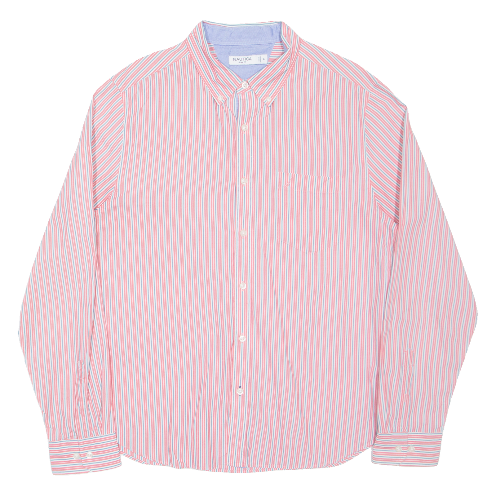 NAUTICA Slim Fit Mens Shirt Pink Pinstripe Long Sleeve XL Refurbished - N/A refurbished available on Cerqular