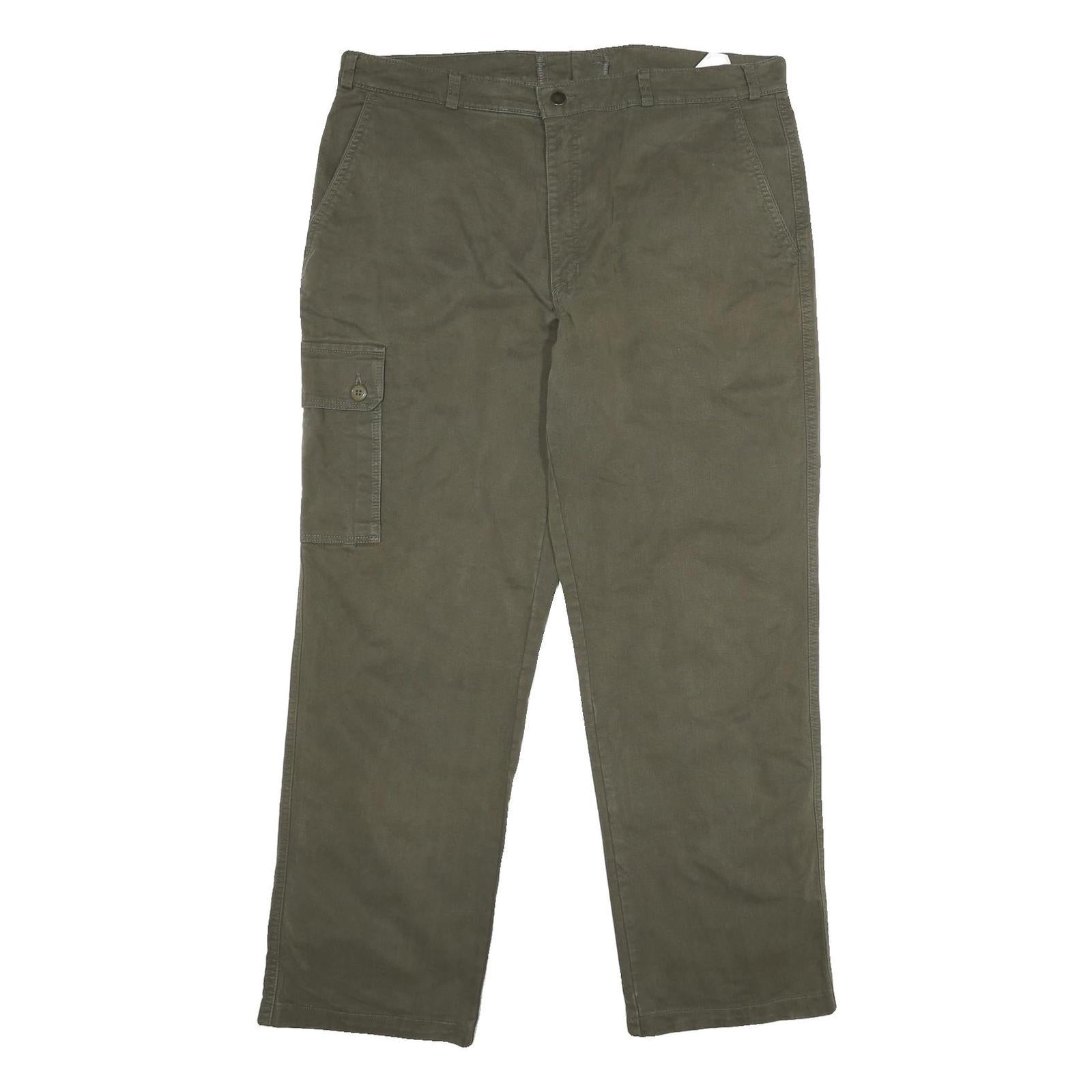 Mens Cotton Regular Fit Green Cargo Zip Trousers W38 L31 Utility Pocket Casual Refurbished - N/A refurbished available on Cerqular