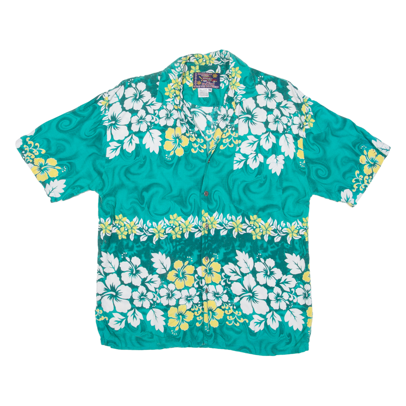 HAWAIIAN SHIRT Mens Hawaiian Shirt Green Floral M Refurbished - N/A refurbished available on Cerqular