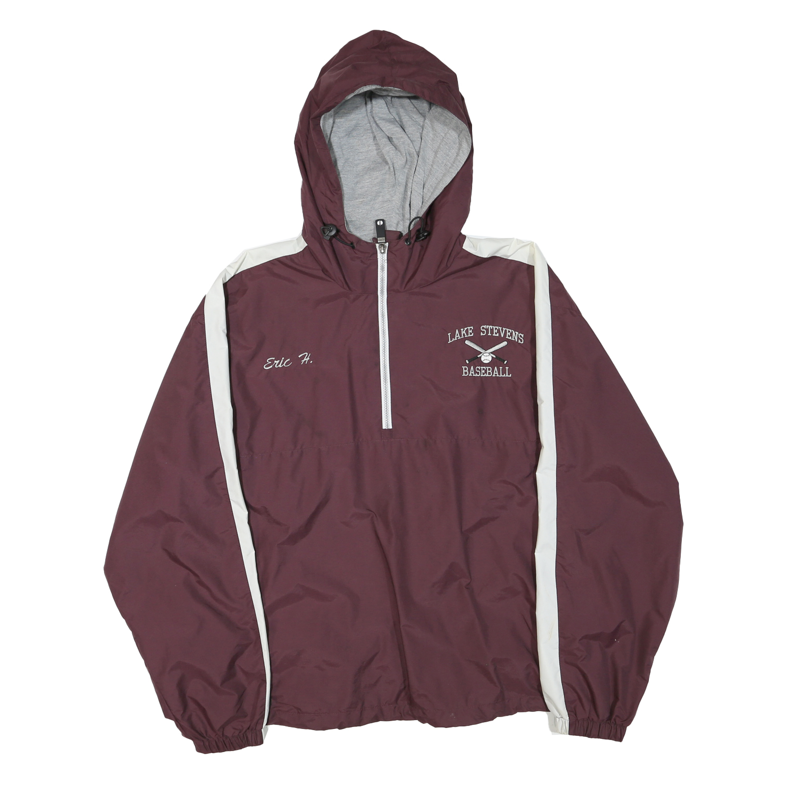 HOLLOWAY Mens Maroon & White Lake Stevens Baseball Zip Jacket L Polyester Refurbished - N/A refurbished available on Cerqular