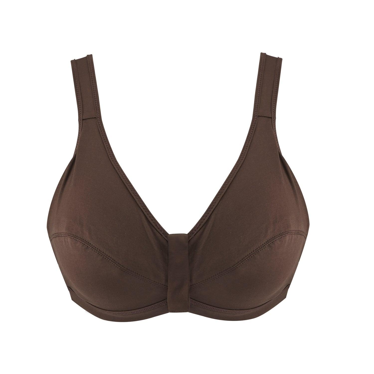 Cocoa - Full Cup Front Closure Silk & Organic Cotton Wireless Bra | Size: 34B | Color: Cocoa Refurbished - Julie May Lingerie refurbished available on Cerqular