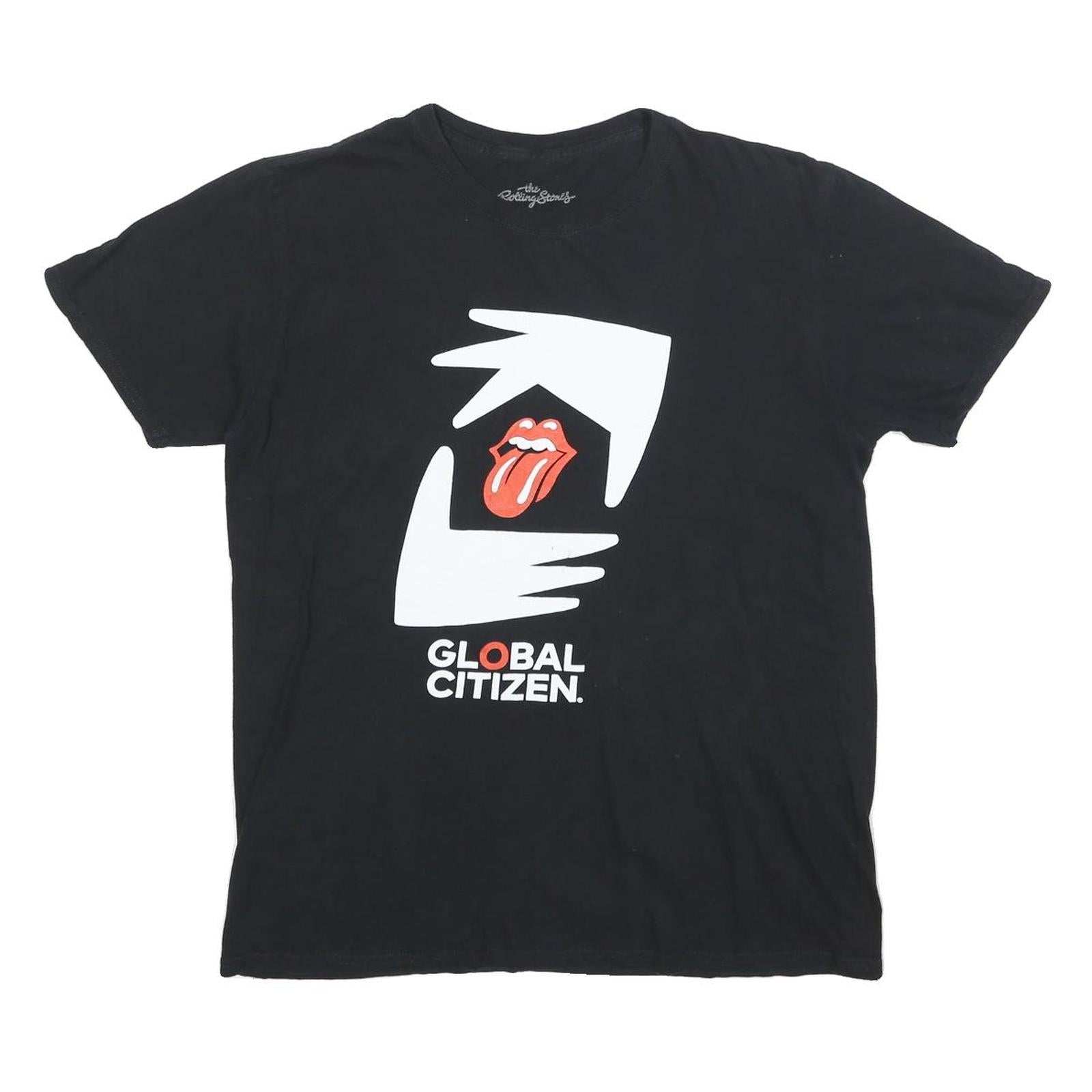 THE ROLLING STONES Mens Black & White Global Citizen Graphic T-Shirt L Short Refurbished - N/A refurbished available on Cerqular