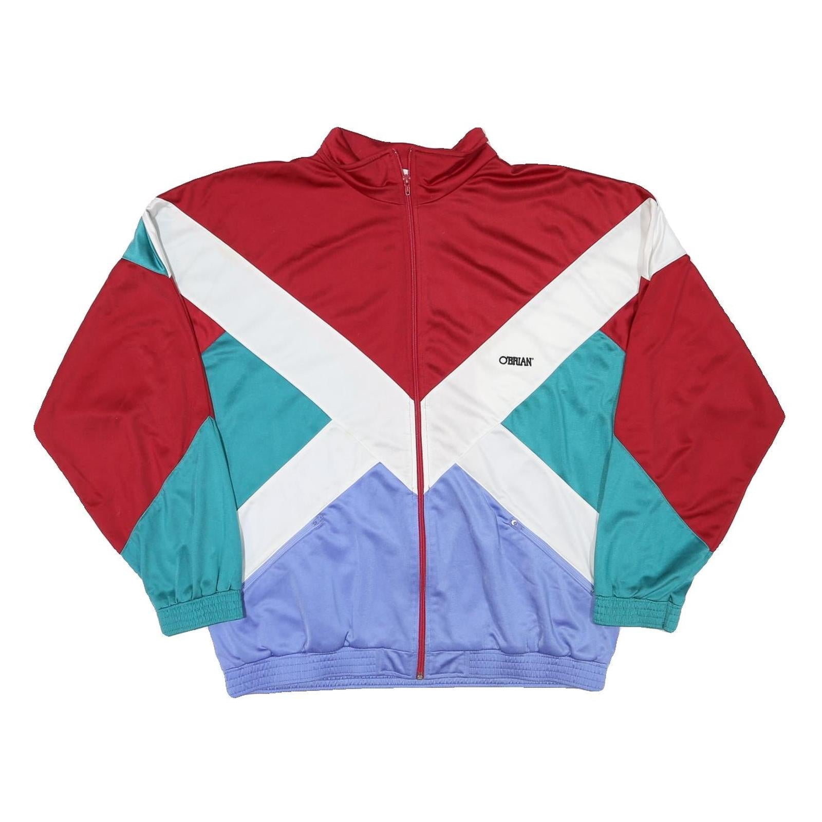 O'BRIAN Mens Red White & Teal & Purple Jacket XL Polyester Blend Colourblock Refurbished - N/A refurbished available on Cerqular