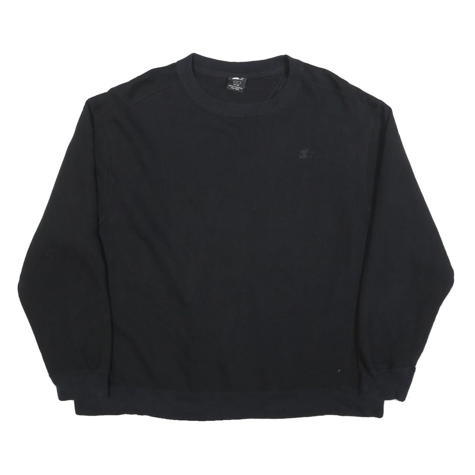 STARTER Womens Black Crew Neck L Cotton Blend Classic Logo Sweatshirt Refurbished - N/A refurbished available on Cerqular