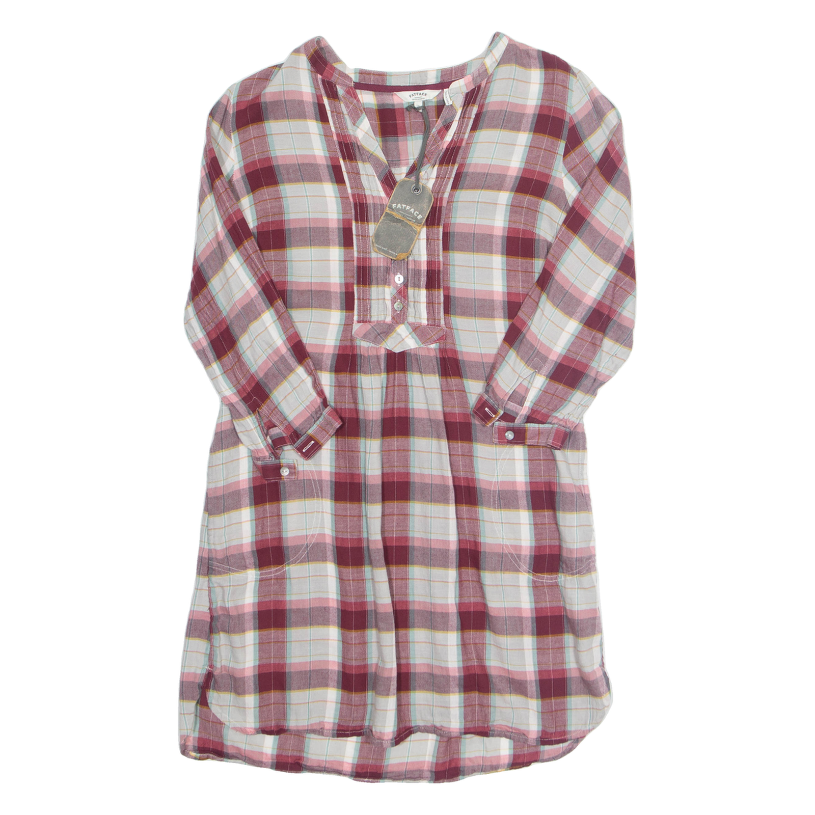FAT FACE Womens Shirt Dress Red Plaid Knee Length UK 10 Refurbished - N/A refurbished available on Cerqular
