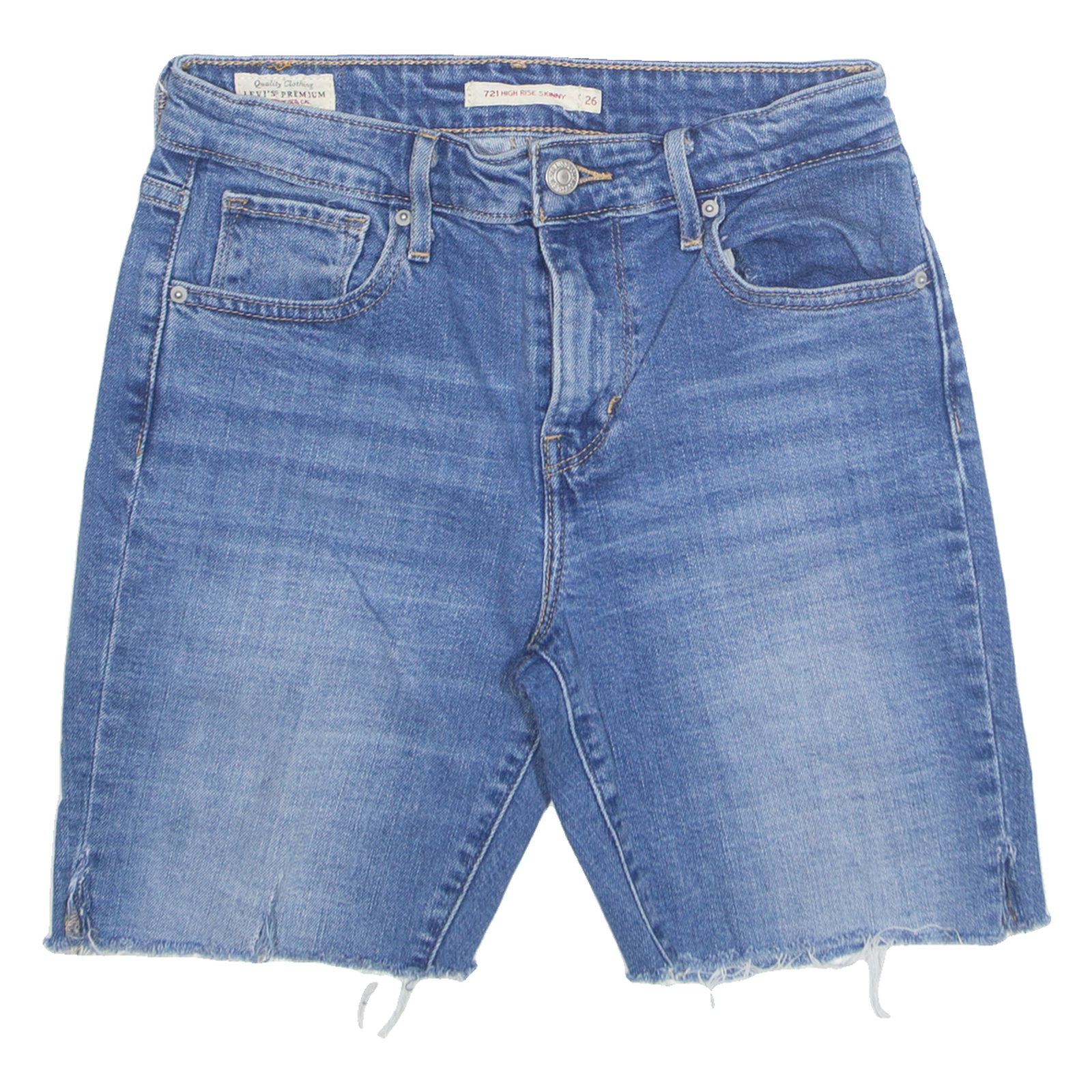 LEVI'S 721 High Rise Cut Off Womens Denim Shorts Blue Slim XS W26 Refurbished - N/A refurbished available on Cerqular