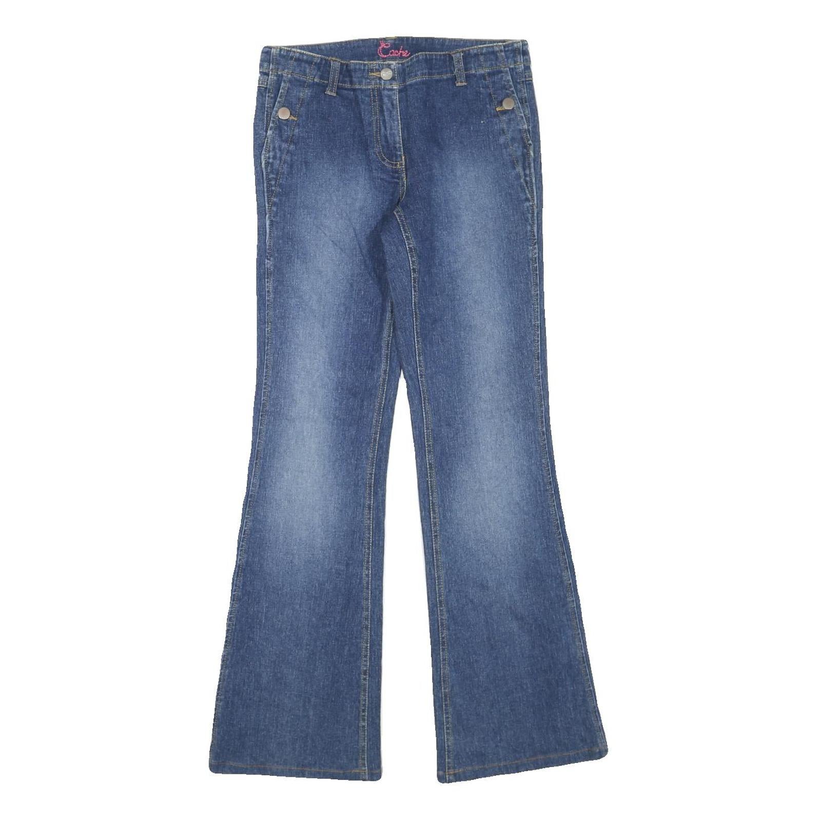 CACHE Womens Blue Regular Flared Denim Light W28 L30 Jeans Button Zip Refurbished - N/A refurbished available on Cerqular