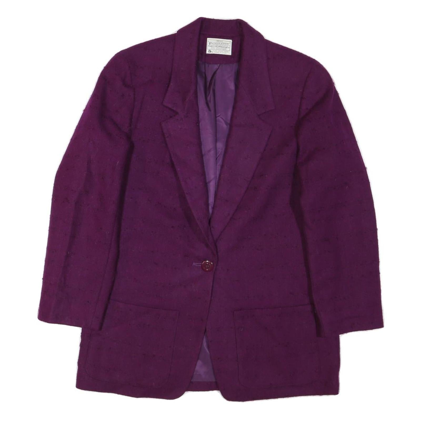 PENDLETON Womens Purple Wool Blazer Jacket L Plain Button Closure Classic Refurbished - N/A refurbished available on Cerqular