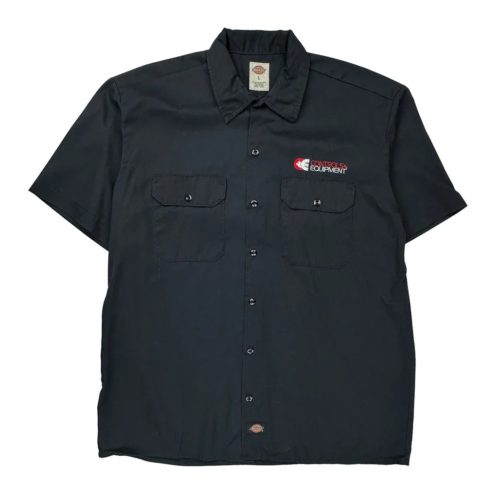 Control Equipment Logo Dickies Short Sleeve Shirt - Large Black Polyester Blend Refurbished - Thrifted (note: this is a term often used to describe second- refurbished available on Cerqular