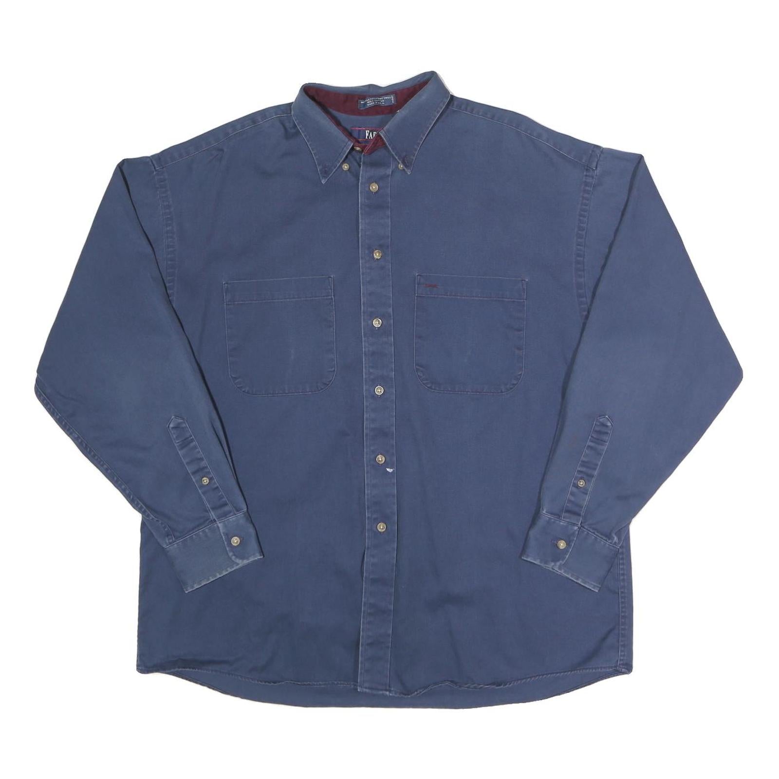 FARAH Mens Blue Casual Shirt L Button Down Collar Cotton Classic Fit Refurbished - N/A refurbished available on Cerqular