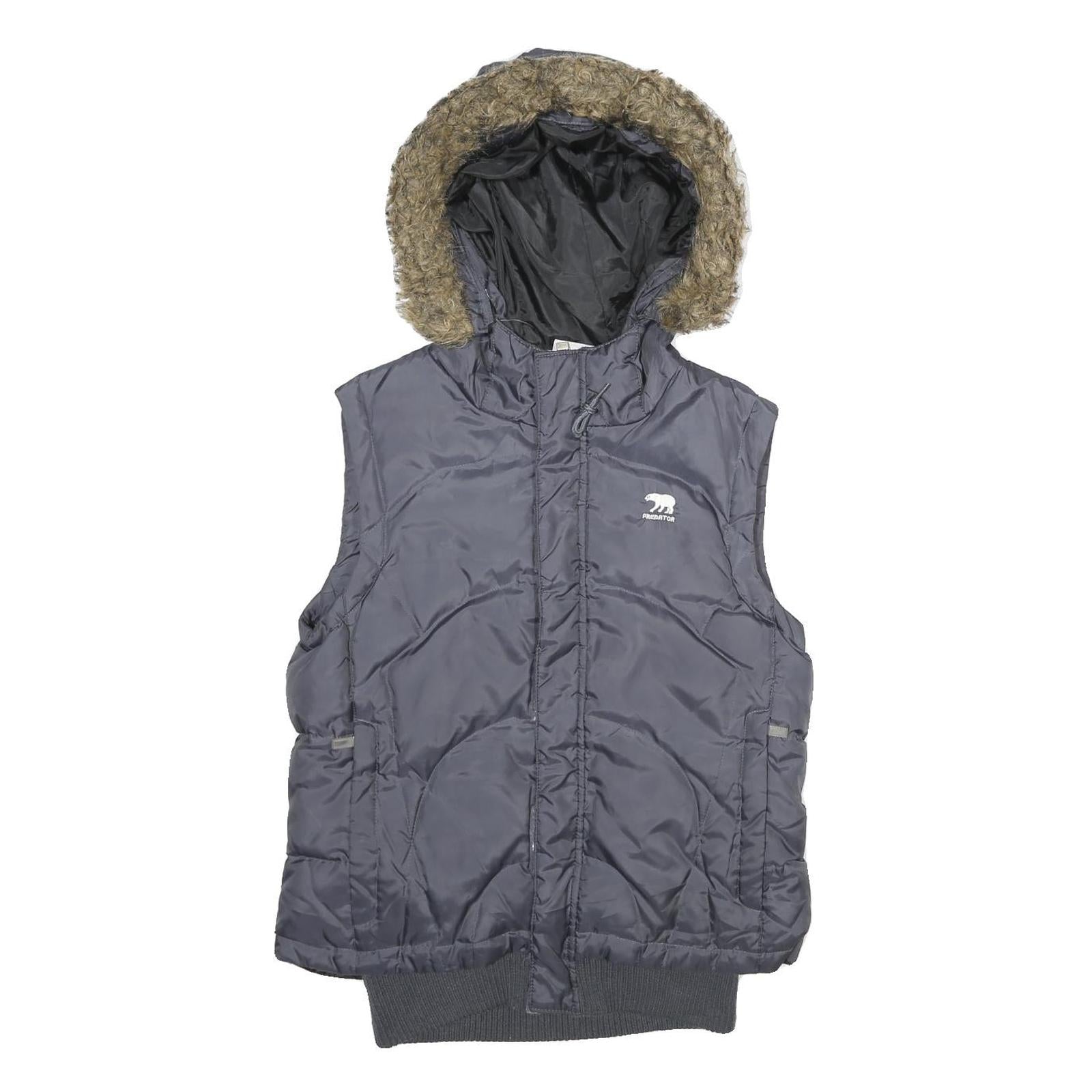 PREDATOR Mens Grey Hooded Zip Jacket M Puffer Quilted Winter Warmwear Refurbished - N/A refurbished available on Cerqular
