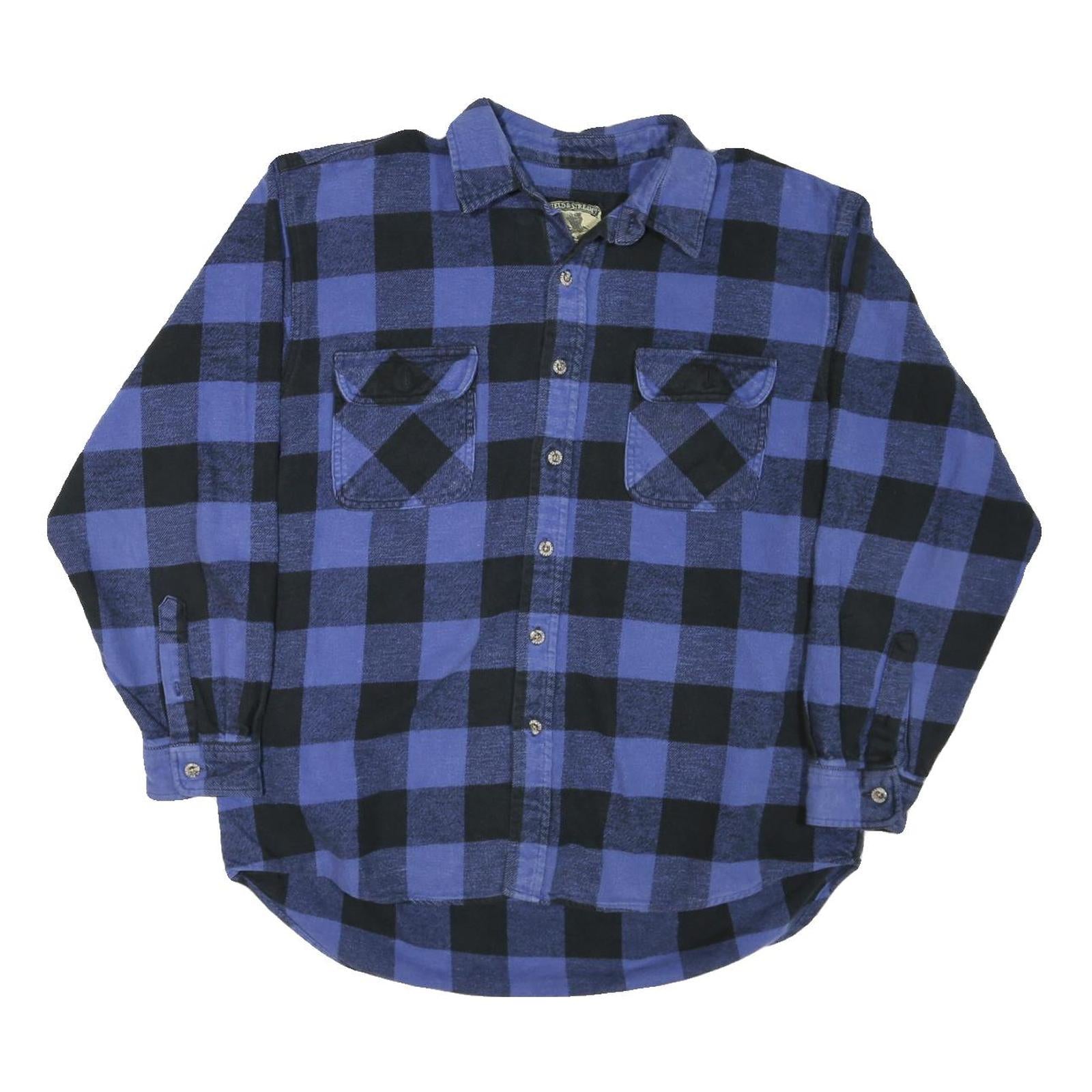 FIELD & STREAM Mens Blue & Black Check Shirt XL Cotton Blend Long Sleeve Casual Refurbished - N/A refurbished available on Cerqular