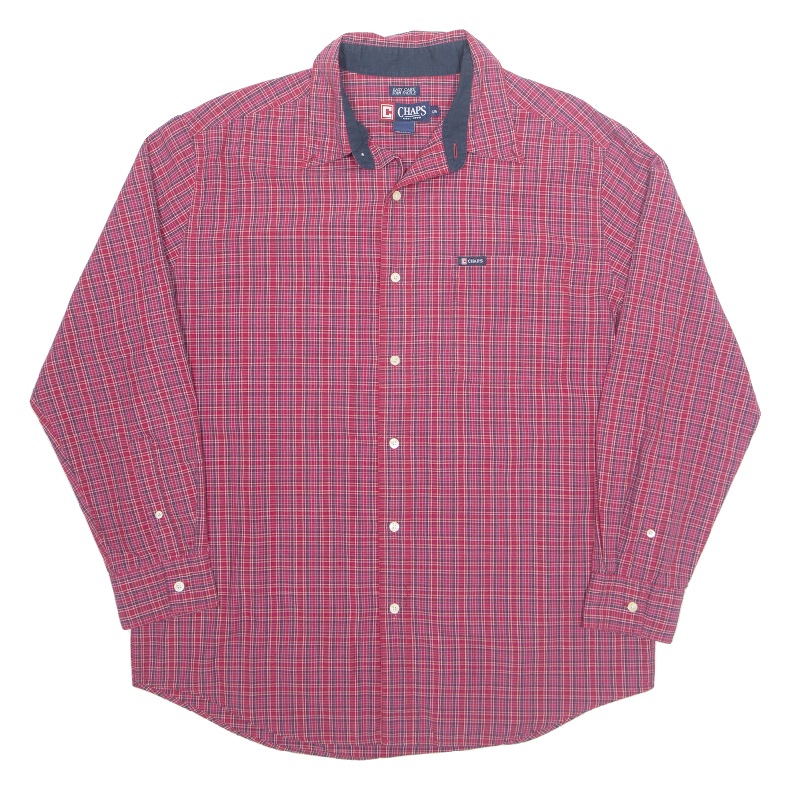 CHAPS Mens Shirt Red Plaid Long Sleeve L Refurbished - N/A refurbished available on Cerqular