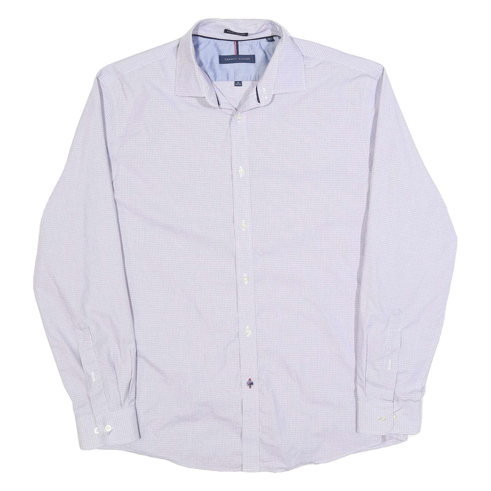 TOMMY HILFIGER Mens Purple Shirt L Cotton Blend Formal Button Collar Checked Refurbished - N/A refurbished available on Cerqular