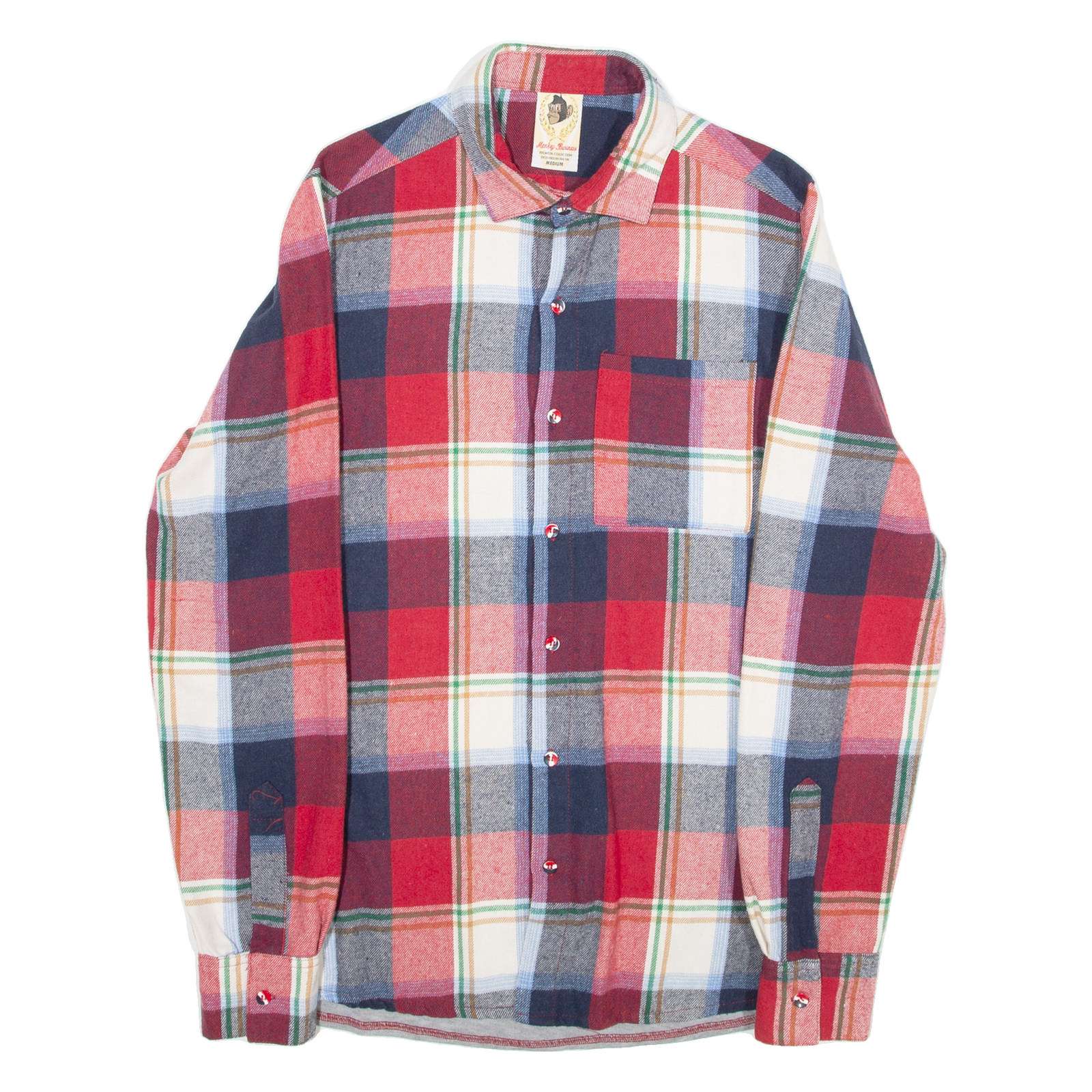 MONKEY BUSINESS Mens Flannel Shirt Red Plaid Long Sleeve M Refurbished - N/A refurbished available on Cerqular