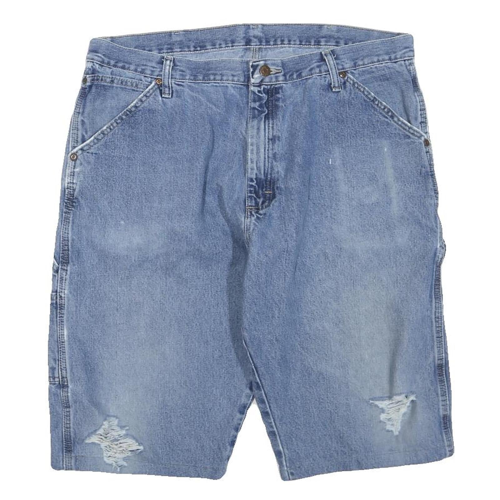 WRANGLER Mens Shorts Blue Casual Denim L W36 Distressed Workwear Refurbished - N/A refurbished available on Cerqular