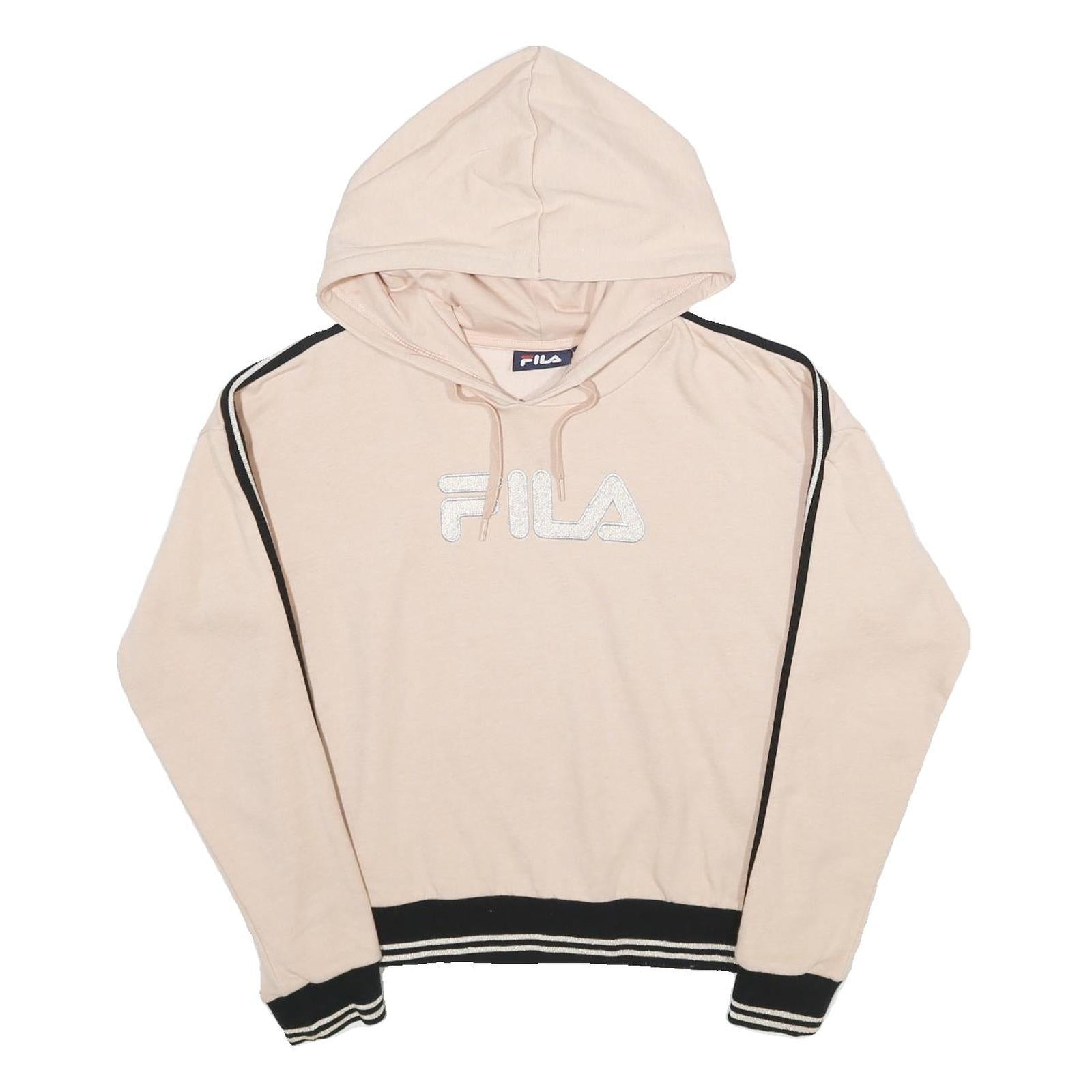 FILA Womens Beige & Black Hooded Pullover S Cotton Blend Hoodie Refurbished - N/A refurbished available on Cerqular