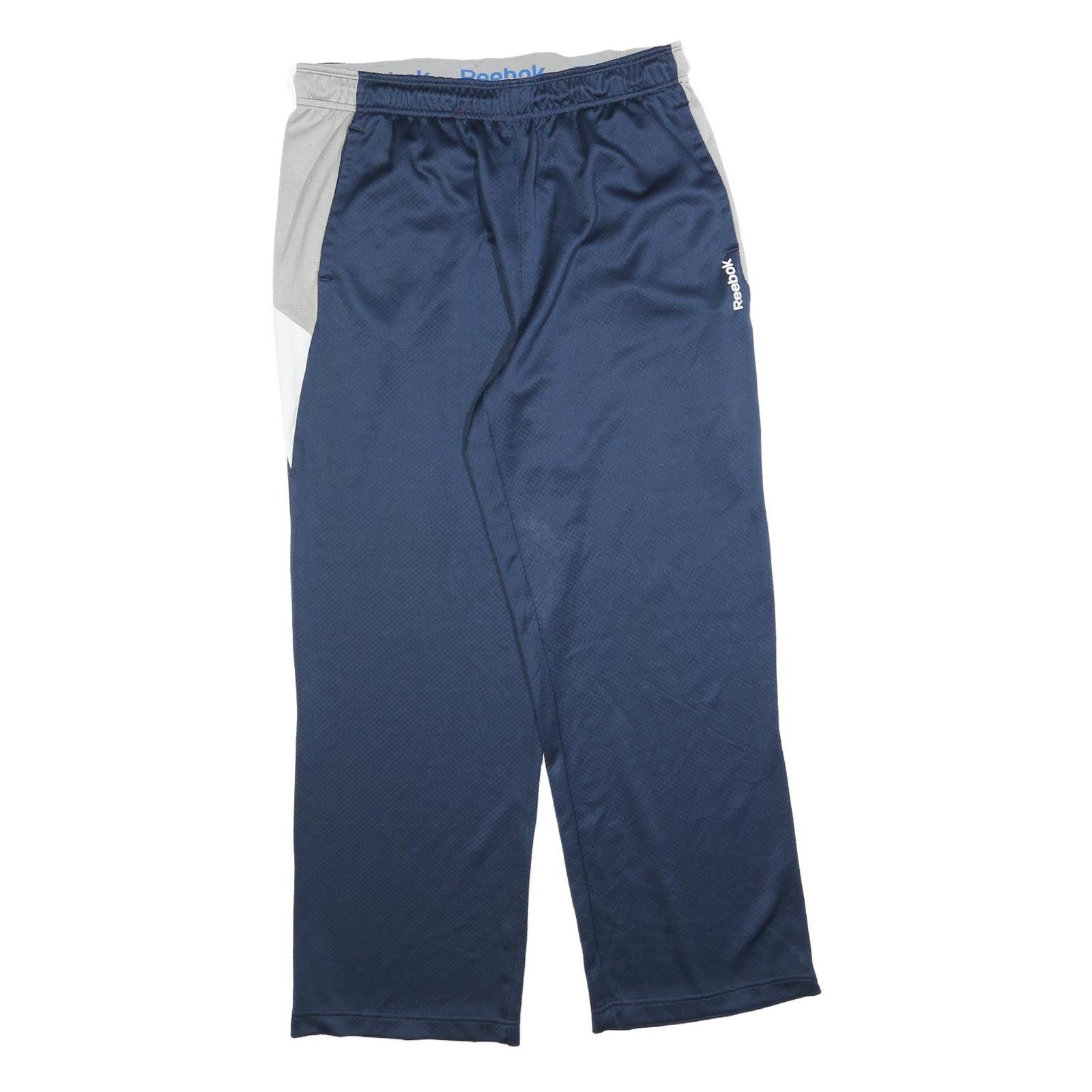 REEBOK Mens Joggers Navy Blue & Grey L W32 L30 Polyester Blend Comfortable Fit Refurbished - N/A refurbished available on Cerqular
