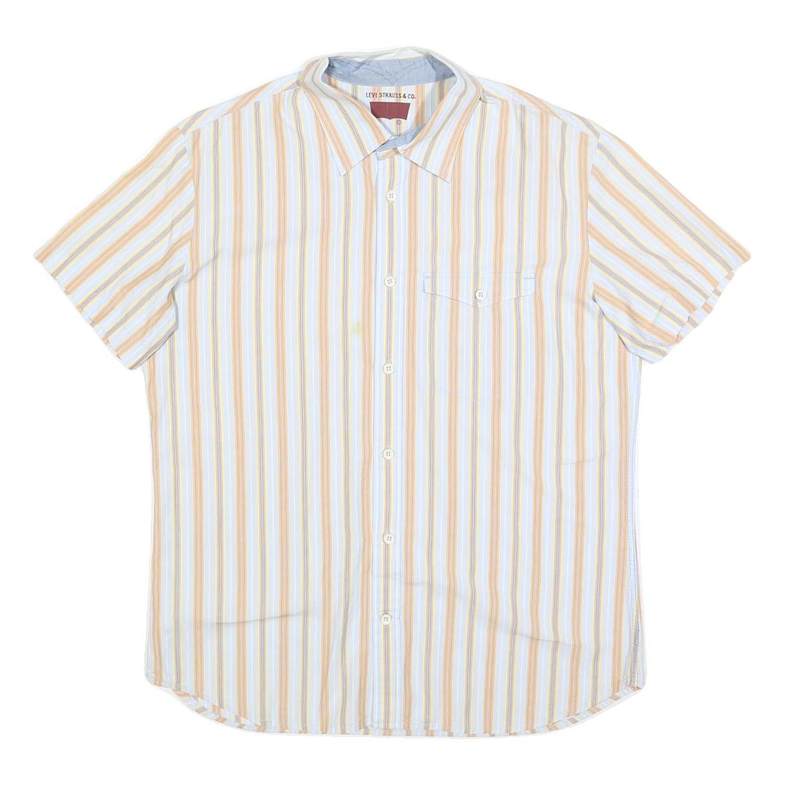 LEVI'S Mens White & Orange Striped Casual Shirt M Cotton Blend Summer Style Refurbished - N/A refurbished available on Cerqular