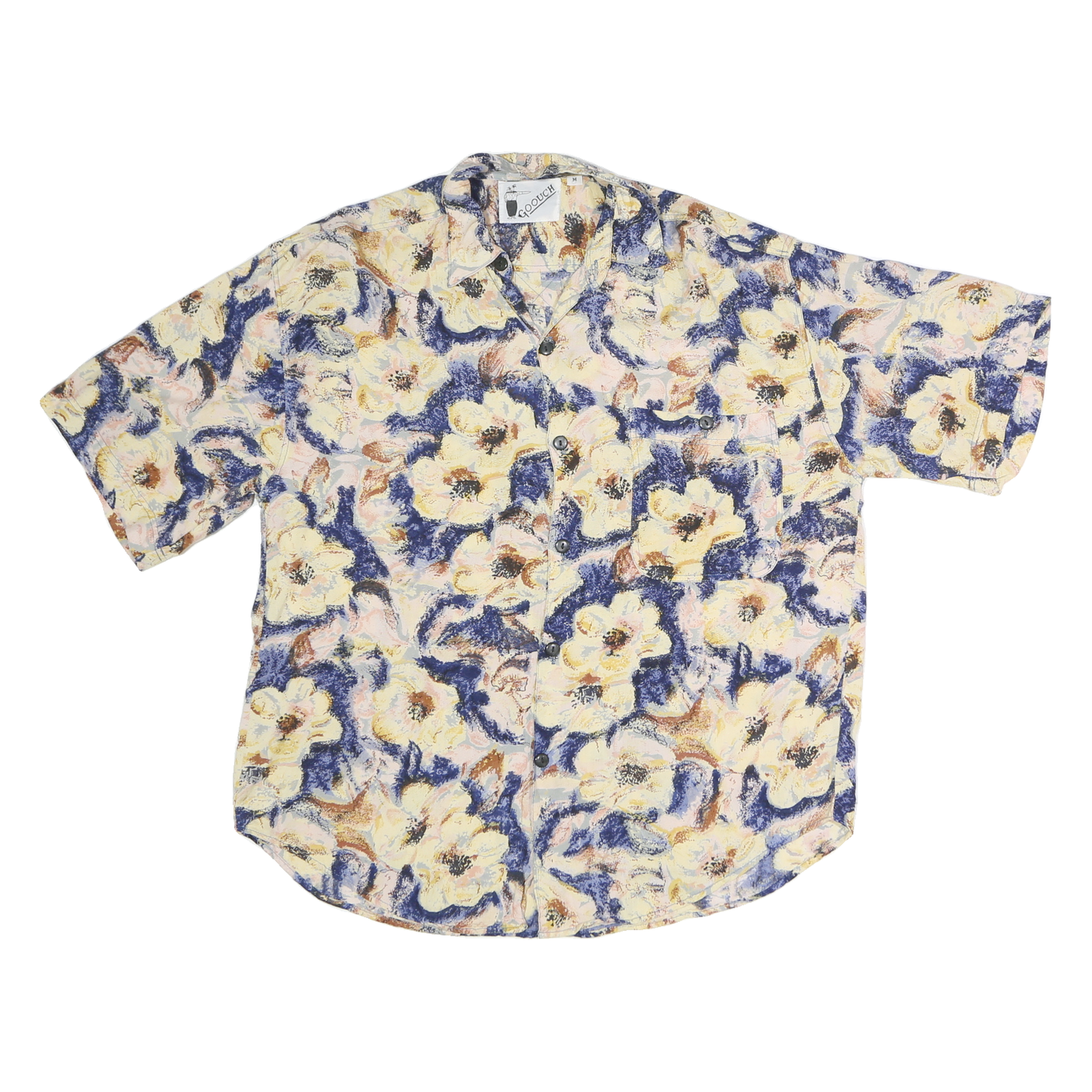 GOOUCH Mens Cream & Blue Floral Cotton Shirt M Summer Casual Beachwear Refurbished - N/A refurbished available on Cerqular