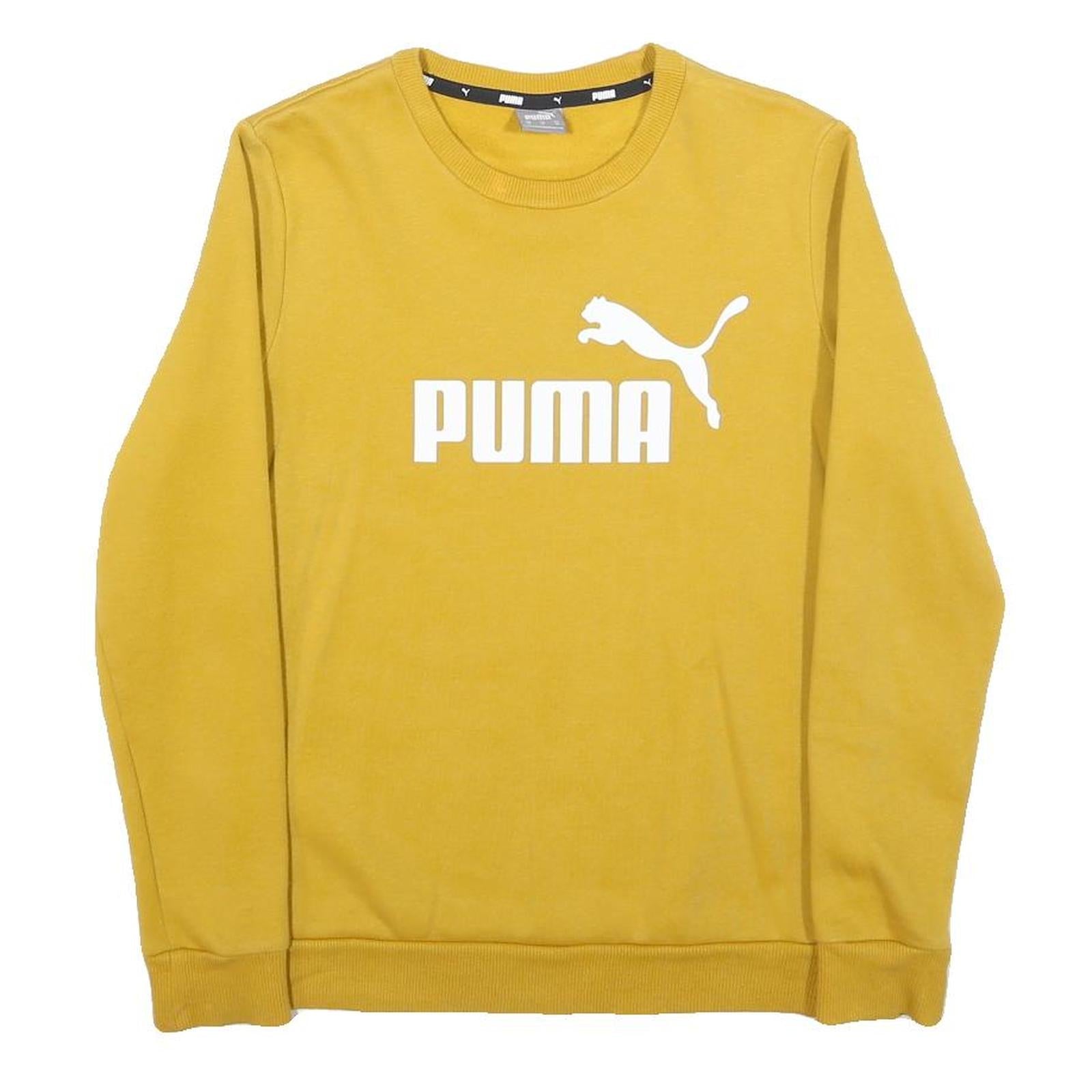PUMA Womens Yellow Crew Neck XS Logo Print Pullover Casual Cotton Blend Refurbished - N/A refurbished available on Cerqular