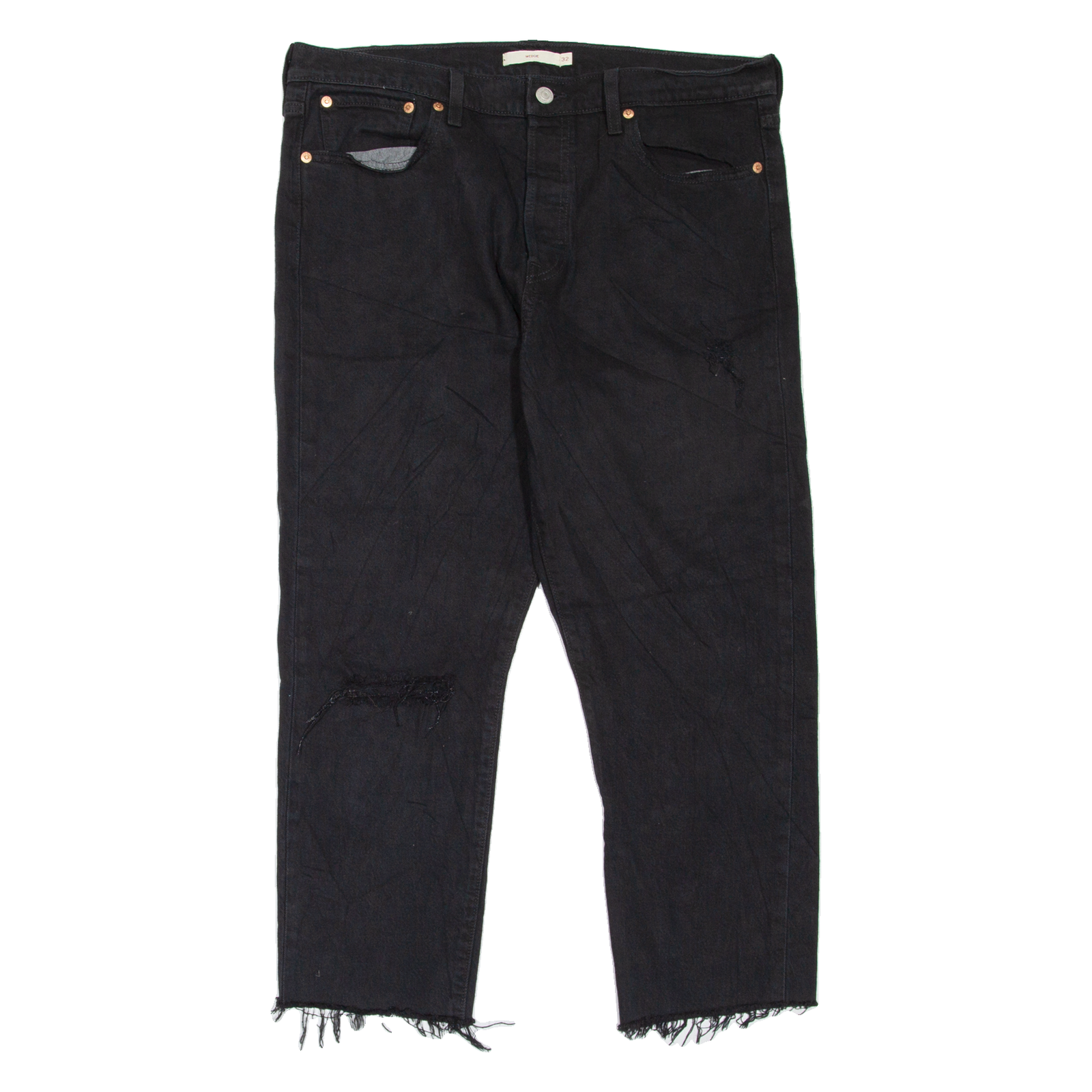 LEVI'S Wedgie BIG E Distressed Womens Jeans Black Regular Tapered W32 L24 Refurbished - N/A refurbished available on Cerqular