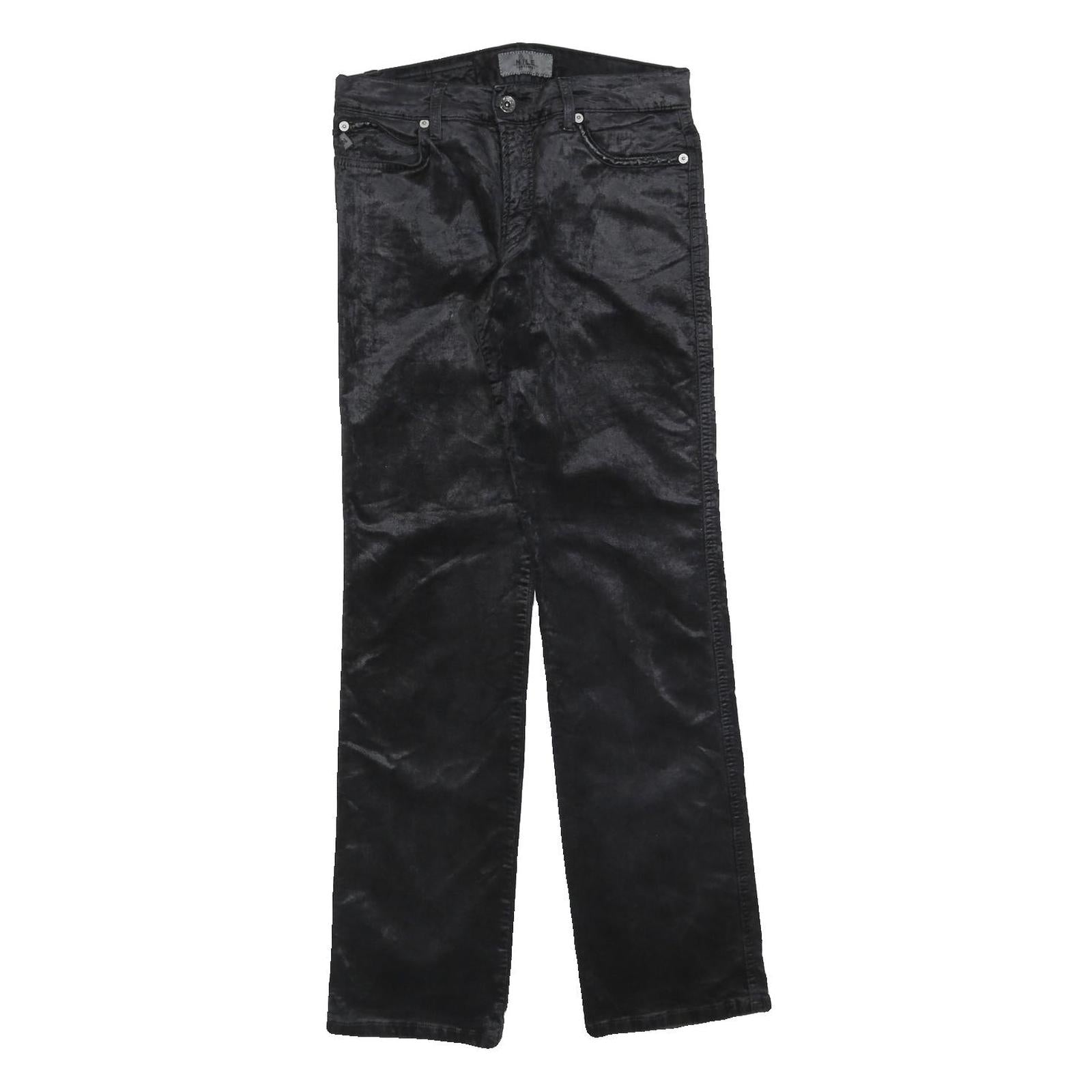 NILE Womens Cotton Blend Black Regular Fit Straight Leg Trousers W28 L30 Refurbished - N/A refurbished available on Cerqular