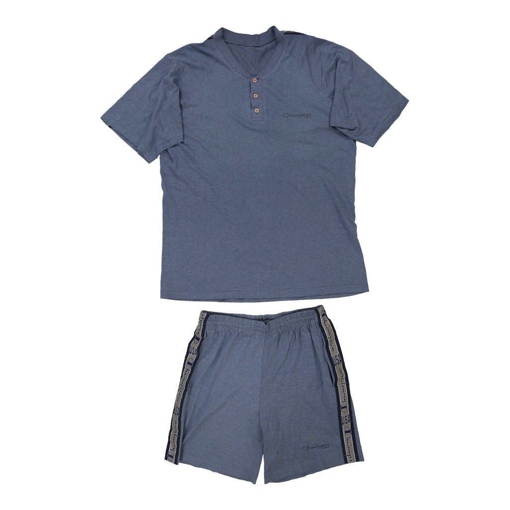 Champion Co-Ord - Large Blue Cotton Refurbished - Thrifted (note: this is a term often used to describe second- refurbished available on Cerqular