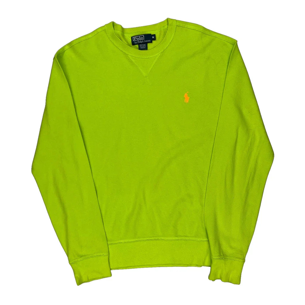 Polo By Ralph Lauren Sweatshirt - Medium Green Cotton Refurbished - Thrifted (note: this is a term often used to describe second- refurbished available on Cerqular