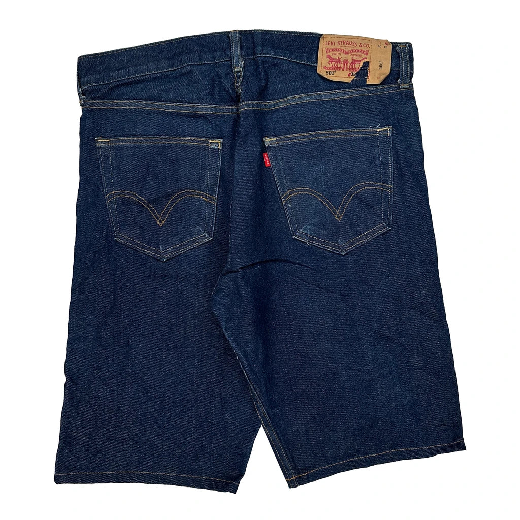 Levis Denim Shorts - 37W 11L Dark Wash Denim Refurbished - Thrifted (note: this is a term often used to describe second- refurbished available on Cerqular