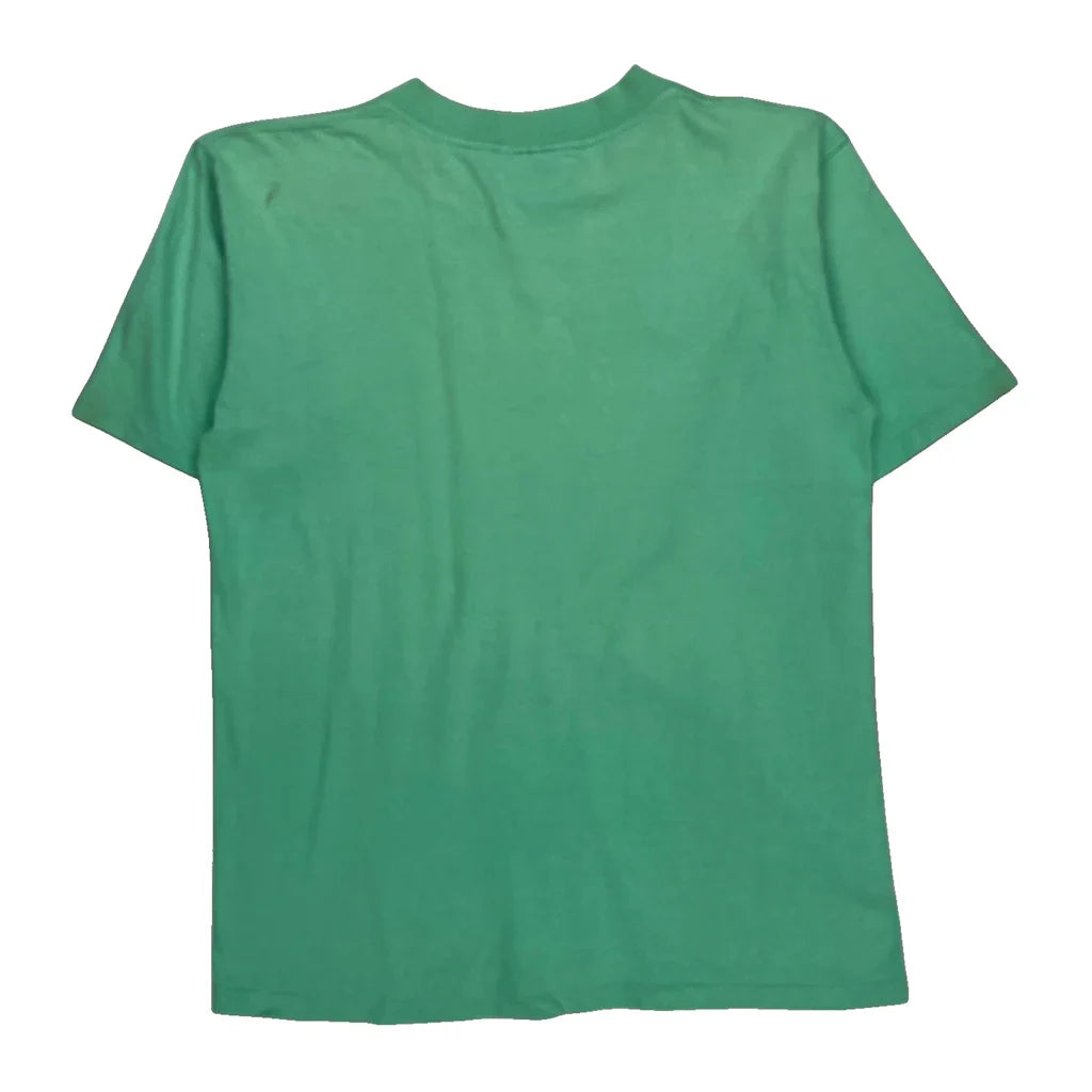 Oneita Single Stitch T-Shirt - Large Green Cotton Refurbished - Thrifted (note: this is a term often used to describe second- refurbished available on Cerqular